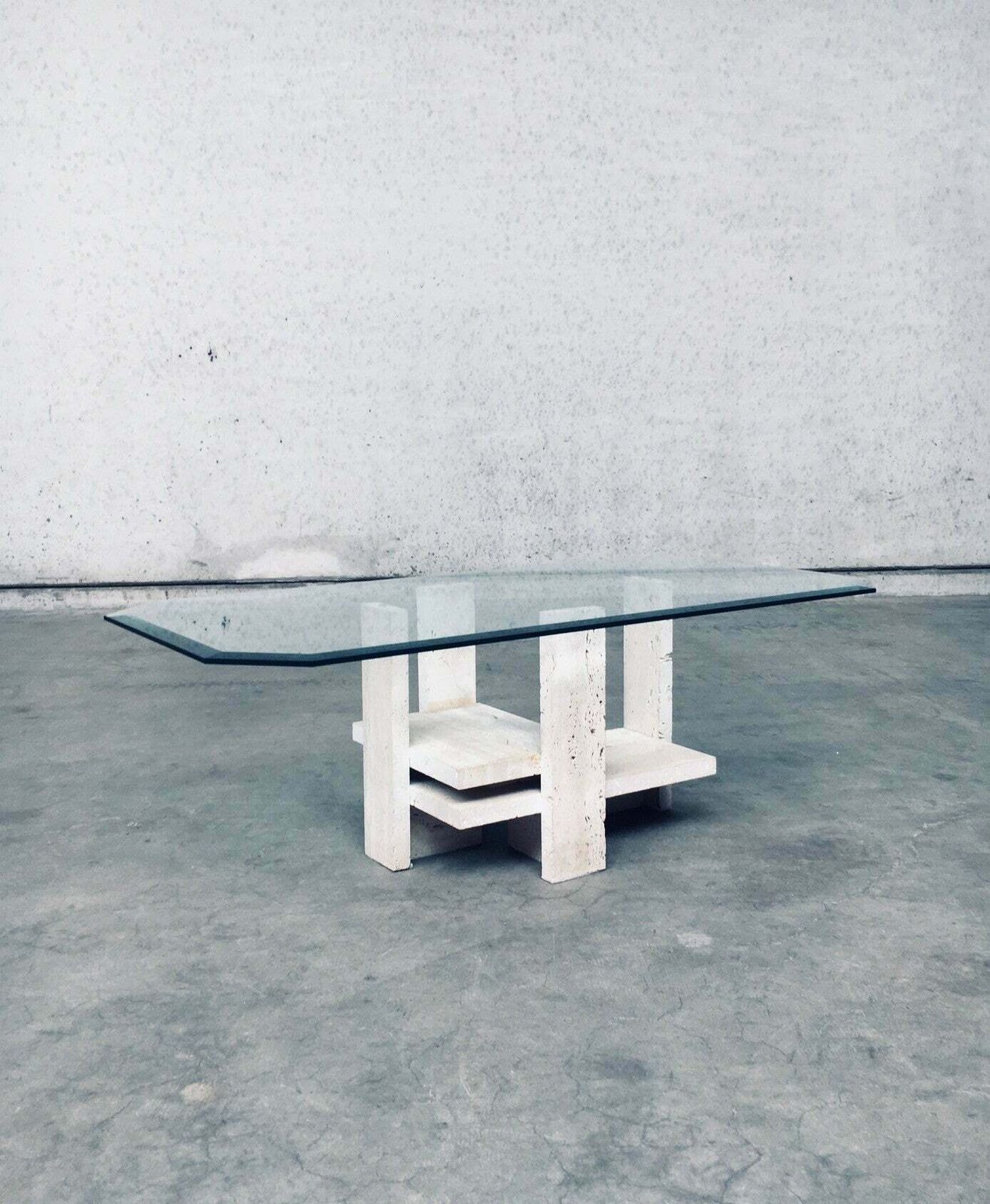 Brutalist Design Travertine Coffee Table By Willy Ballez, Belgium 1970's photo vintage