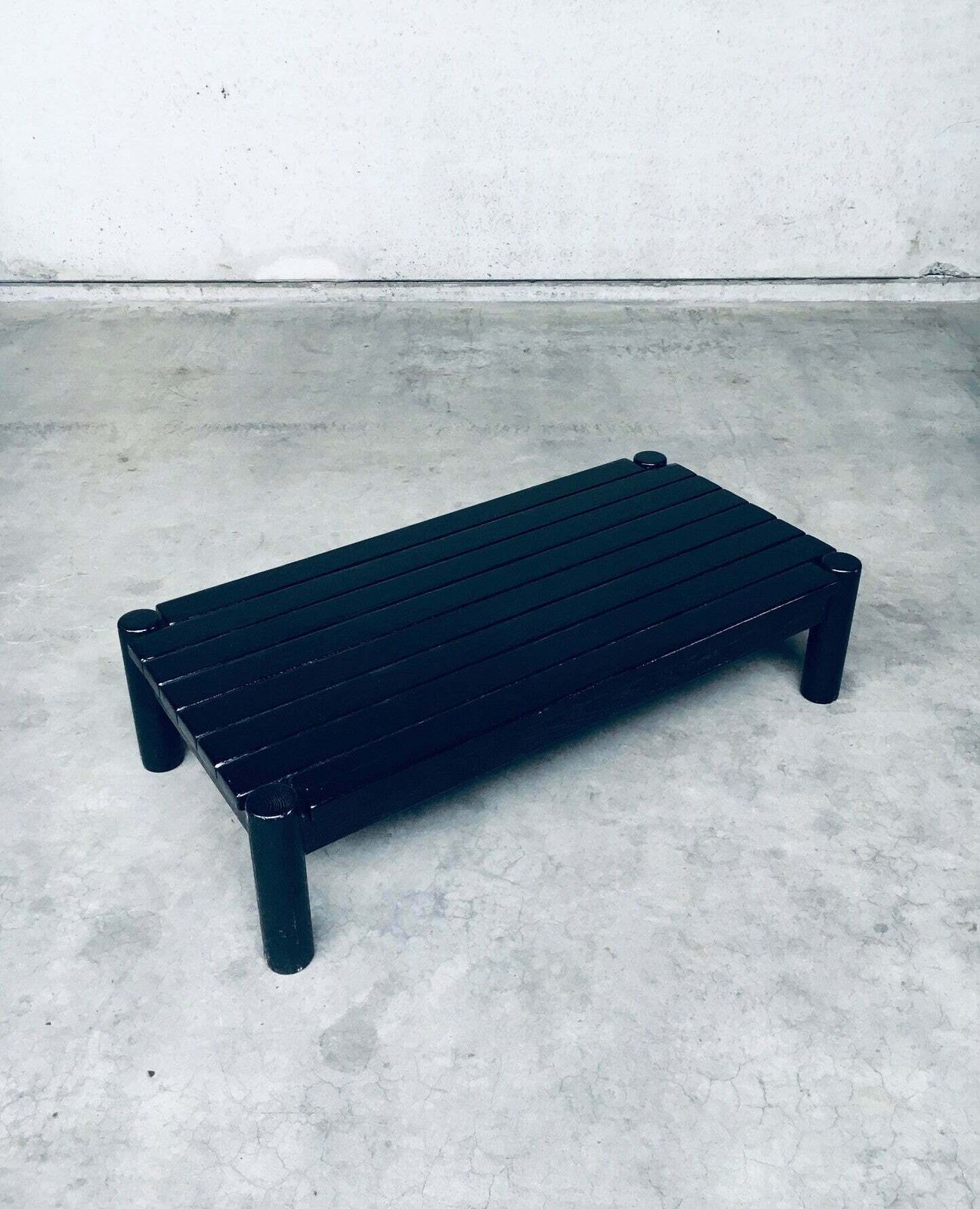 Brutalist Design Zwartgebeitst Eiken Salontafel, Nederland, Ca. Jaren 1960 photo vinterior
