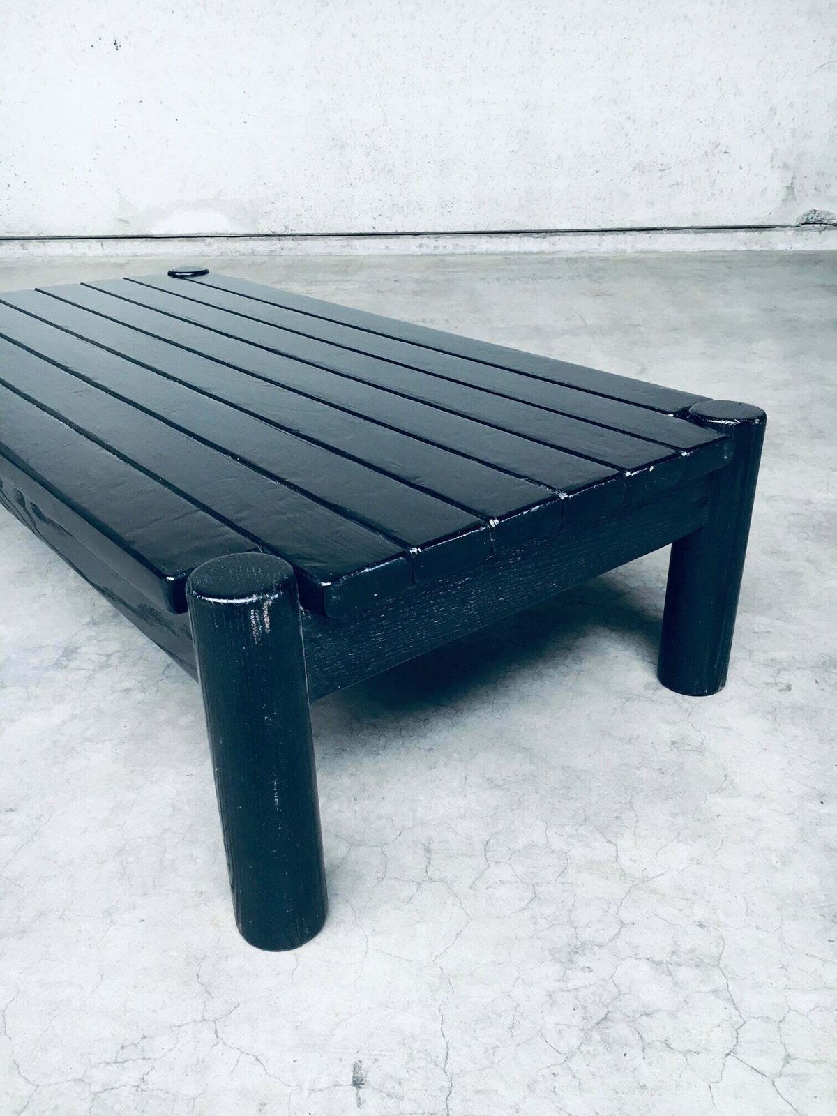 Meubels Brutalist Design Zwartgebeitst Eiken Salontafel, Nederland, Ca. Jaren 1960 photo