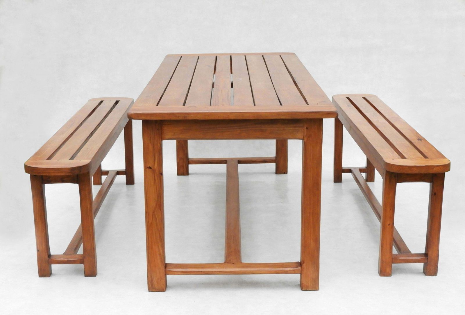 Vintage French Provincial Slatted Pine Outdoor Dining Tables (Seats 8) 2 Available photo for sale