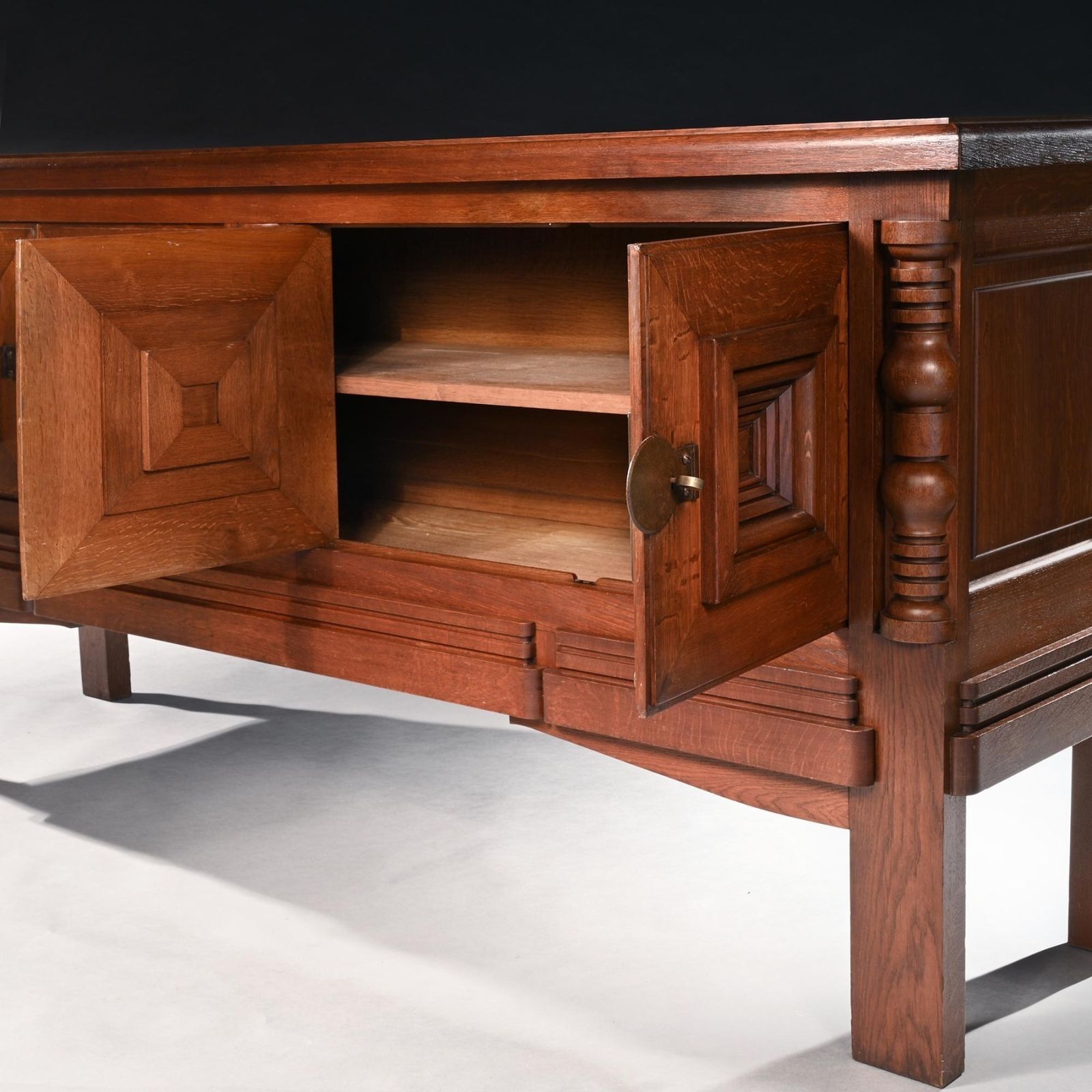 Rare Model Charles Dudouyt Mid 20th Century French Art Deco Oak Sideboard photo Furniture