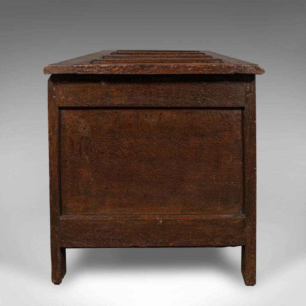 Large Antique Coffer, English, Oak, Carved Trunk, Window Seat, William III, 1700 photo Furniture