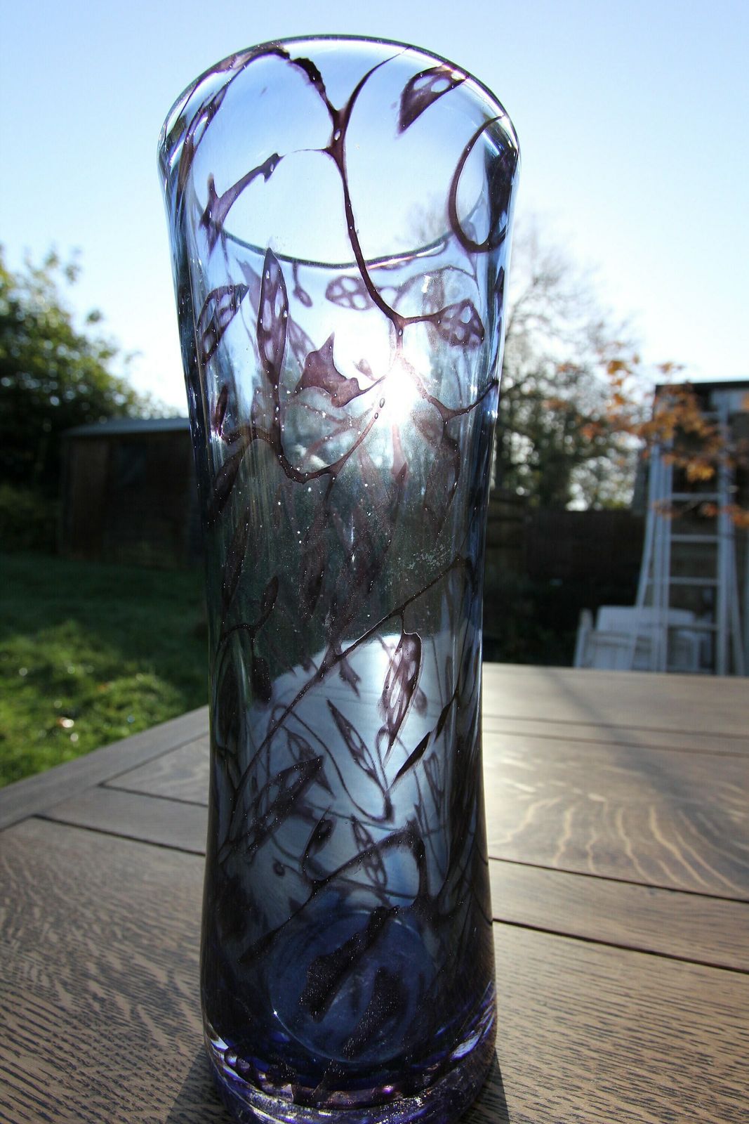 Kosta Boda Arabesque Pattern Tall Glass Vase By Olle Brozen Signed And Numbered photo Home Decor