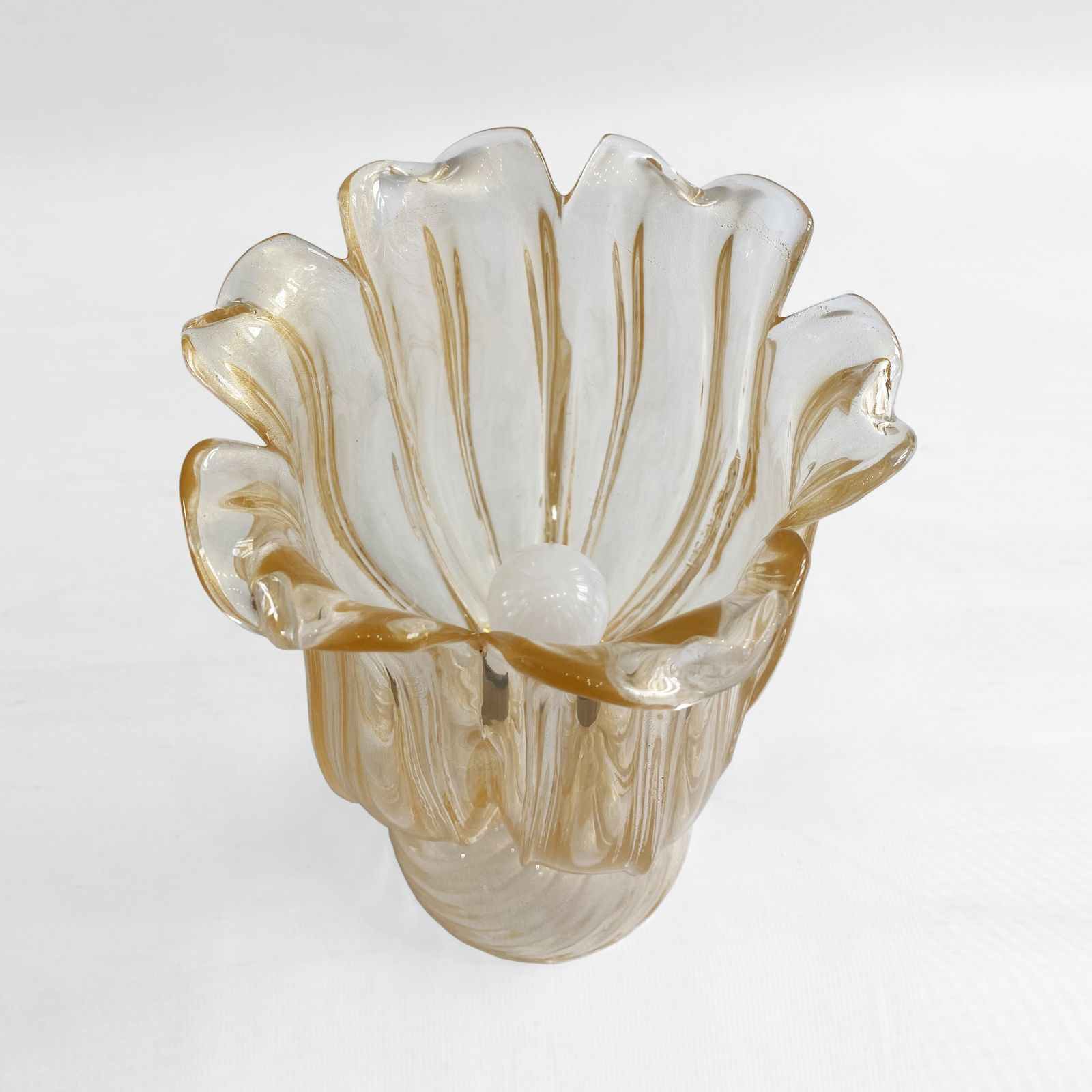 Lighting Archimede Seguso Handmade Murano Glass Table Lamp Gold Italian Art Deco 1980s photo