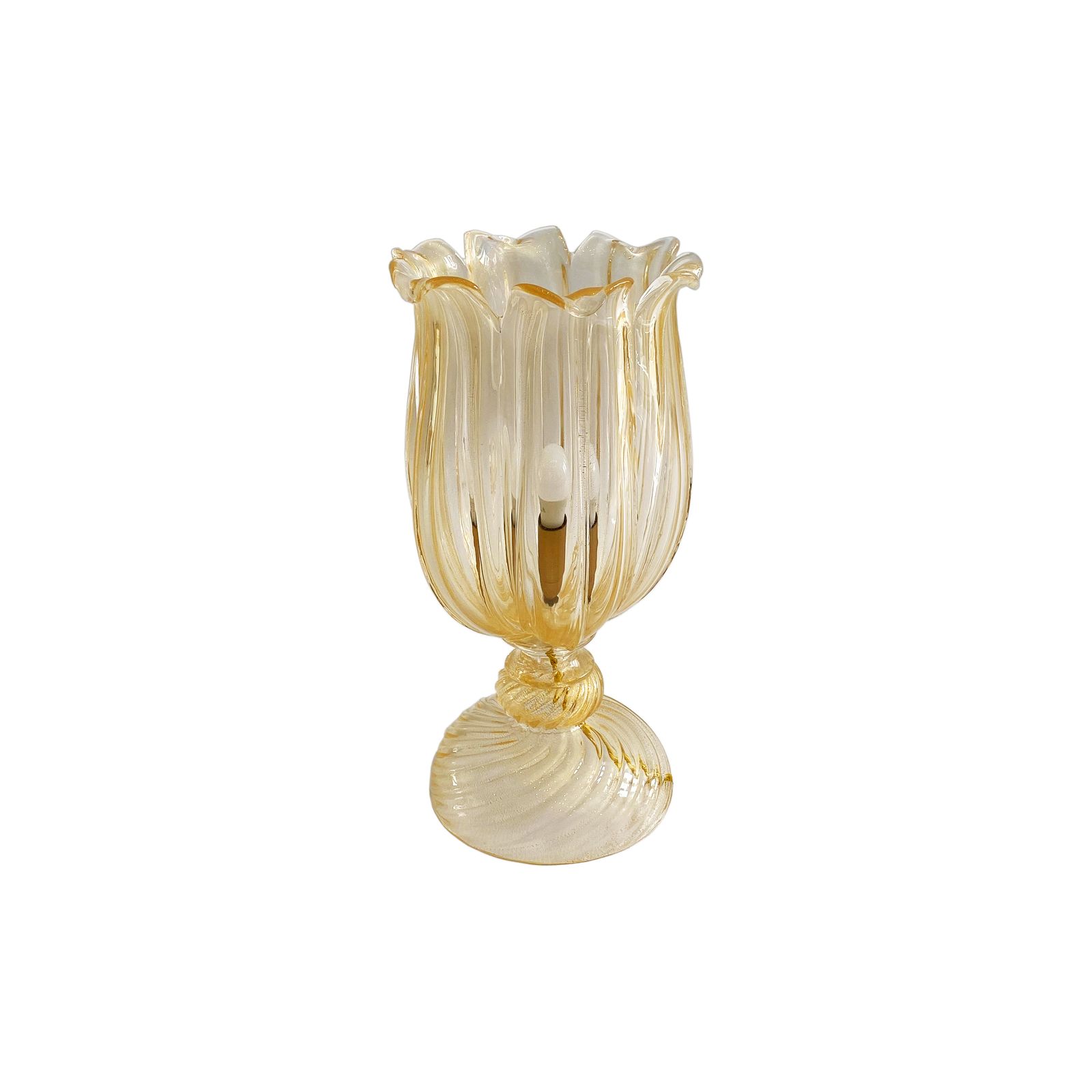 Archimede Seguso Handmade Murano Glass Table Lamp Gold Italian Art Deco 1980s