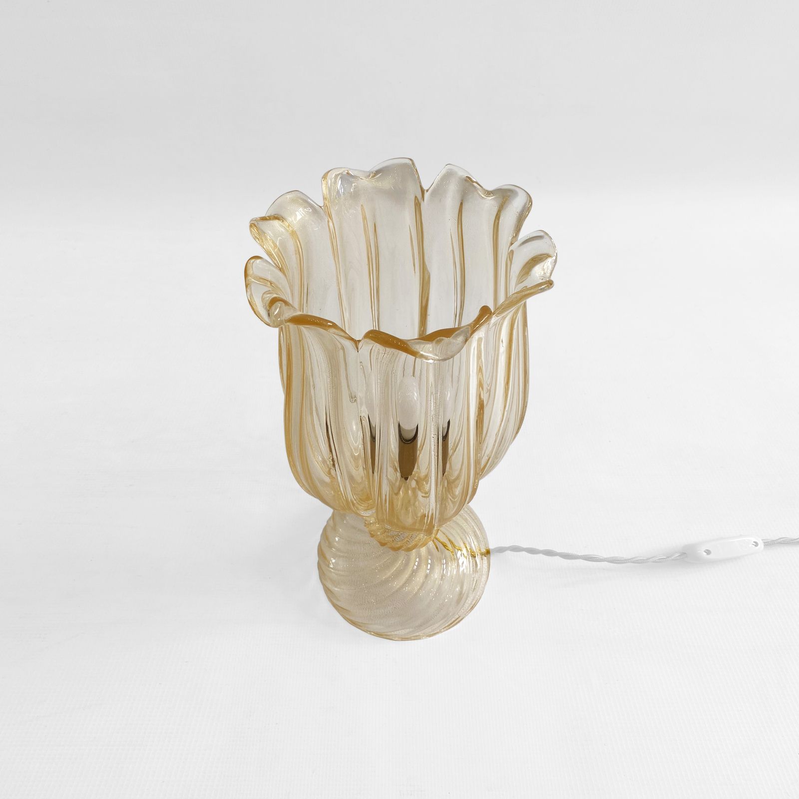 Archimede Seguso Handmade Murano Glass Table Lamp Gold Italian Art Deco 1980s photo 2585.0