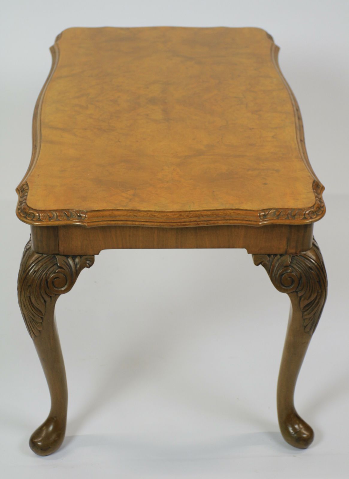 Burr Walnut & Carved Coffee Table Circa 1930s photo vinterior