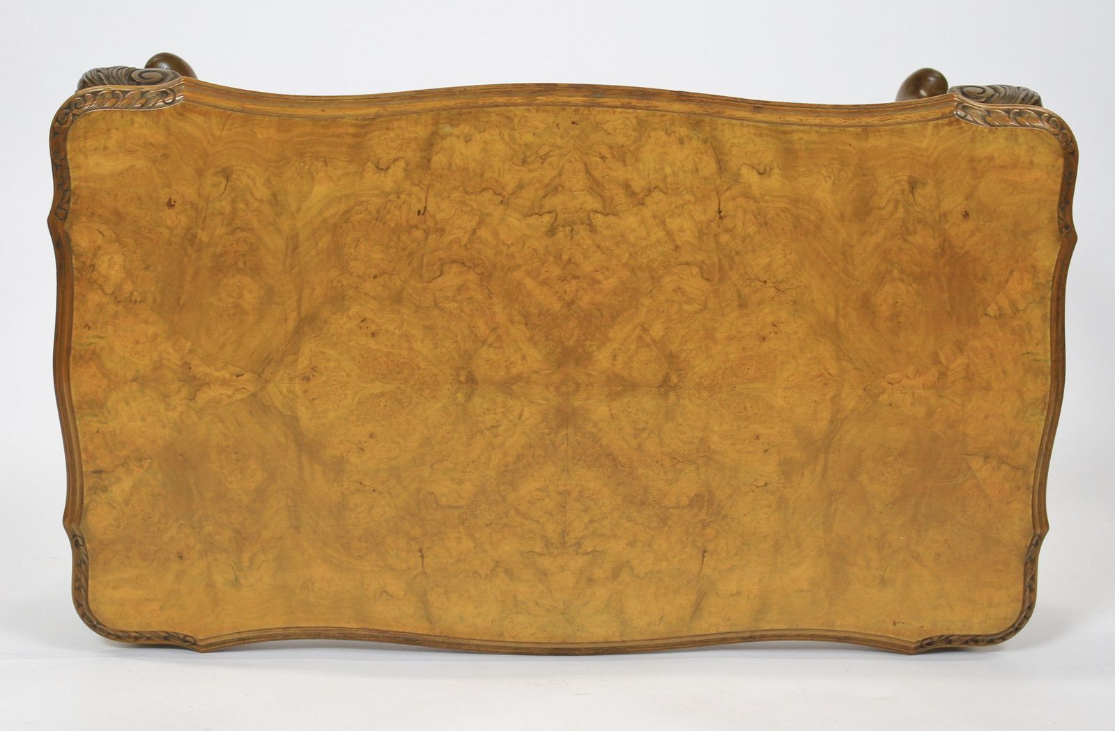 Burr Walnut & Carved Coffee Table Circa 1930s photo vintage