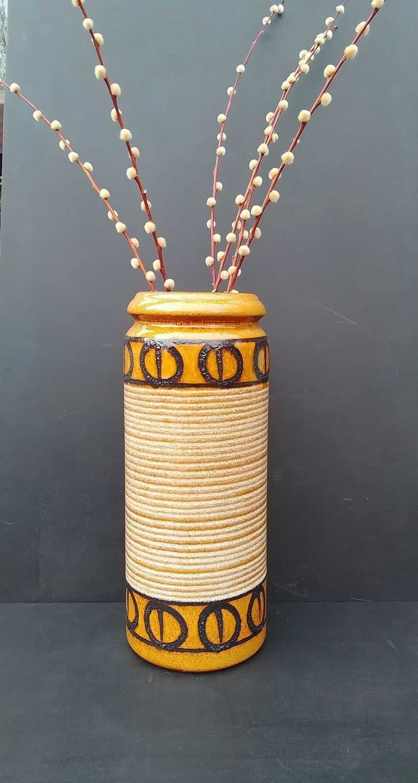 Large Scheurich West German Pottery Floor Vase Fat Lava 1970s photo 117.0