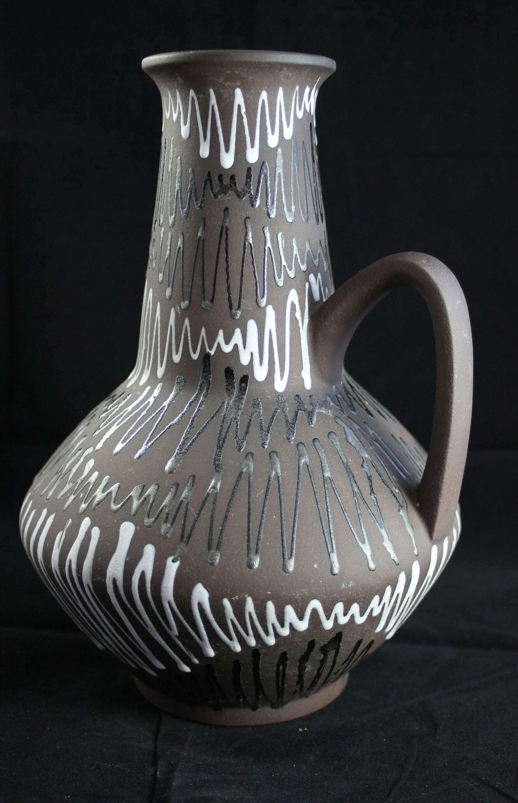 Carstens Tonnieshof Long Necked Vase With Handle And Contrast Interior Glaze 1970s West German Pottery