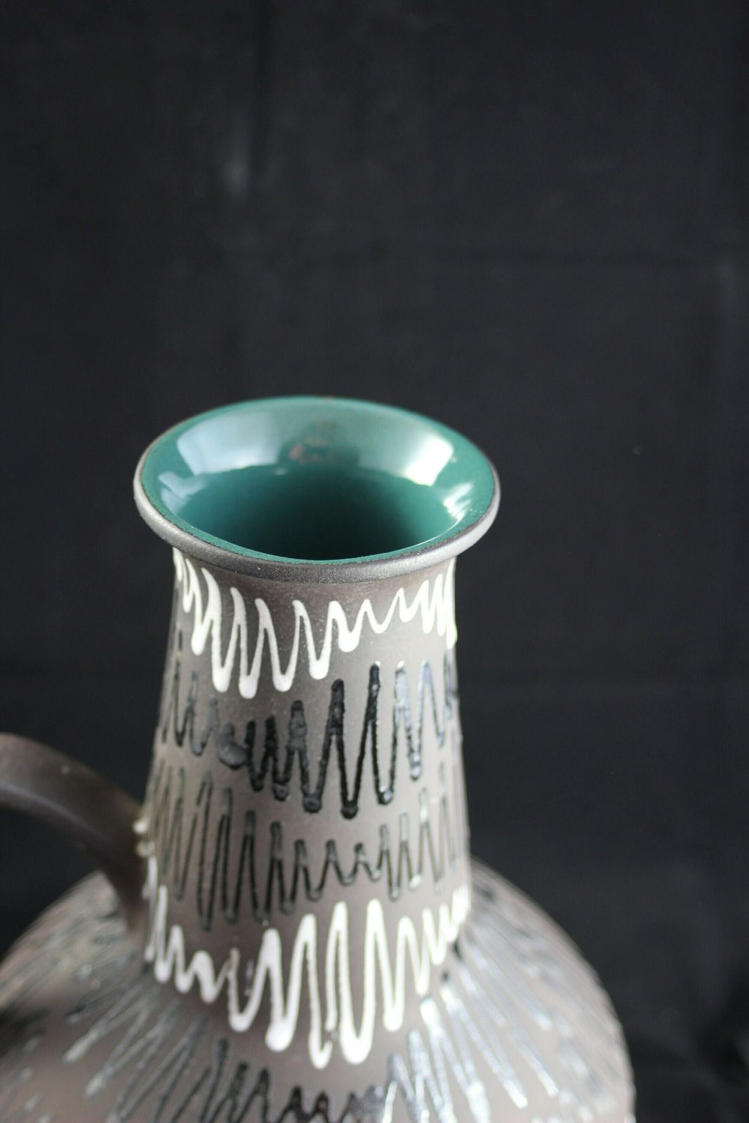Carstens Tonnieshof Long Necked Vase With Handle And Contrast Interior Glaze 1970s West German Pottery photo for sale