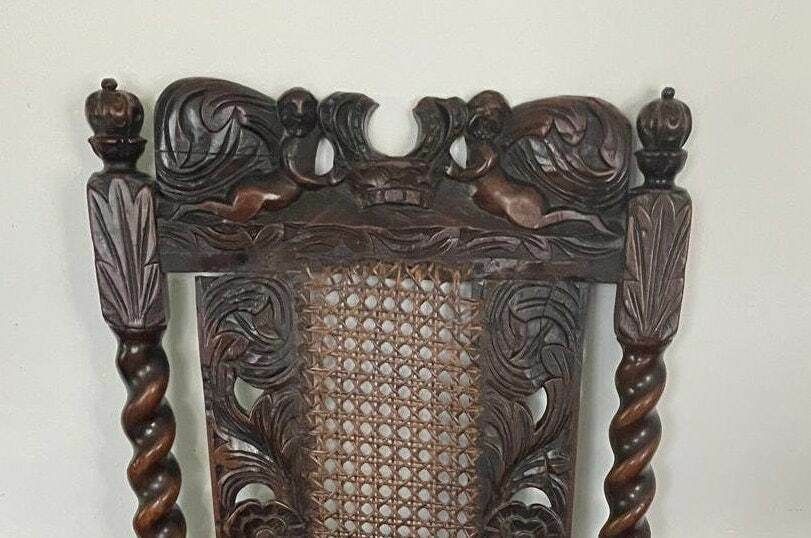 A Charles II Carved Walnut And Cane Chair Antique Chair C. 1670 photo for sale