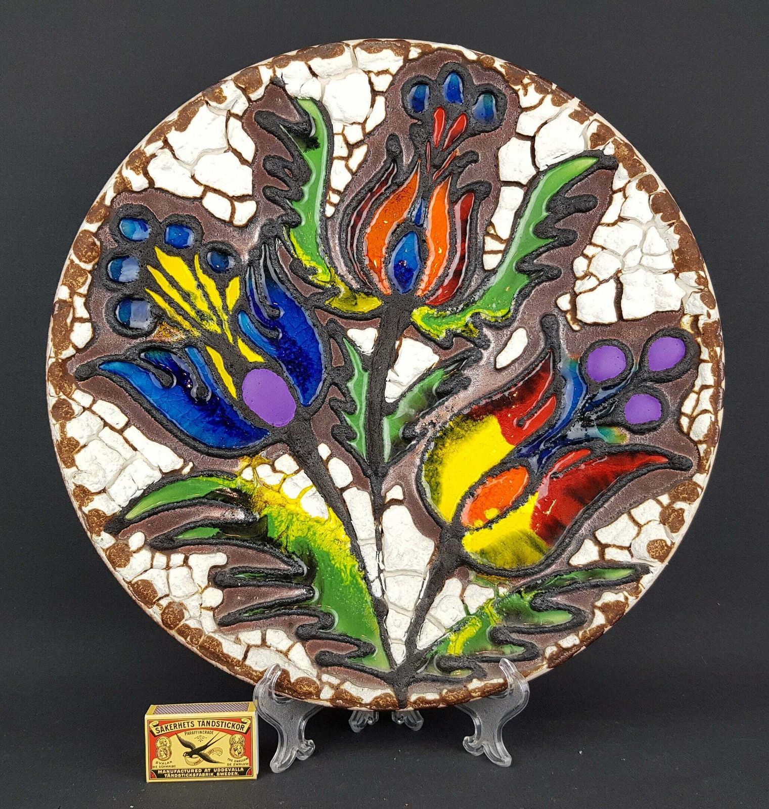 Xxl Marei Keramik (Majolikafabrik Rheinbach) Wall Plate Floral Decor West German Pottery 1970s photo furniture