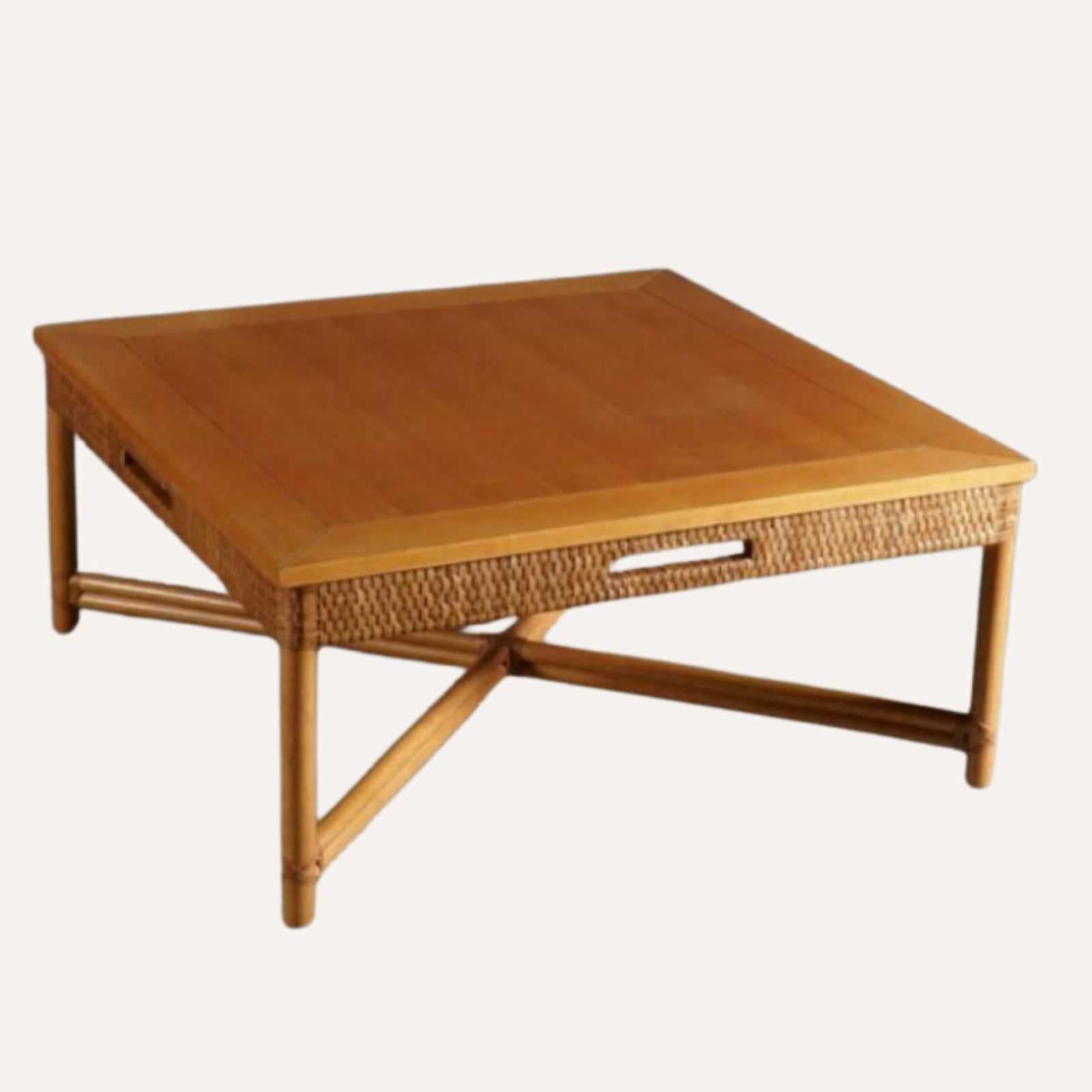 Bamboo And Rattan Coffee Table By Gasparucci Italo, Italy 1970s photo vintage