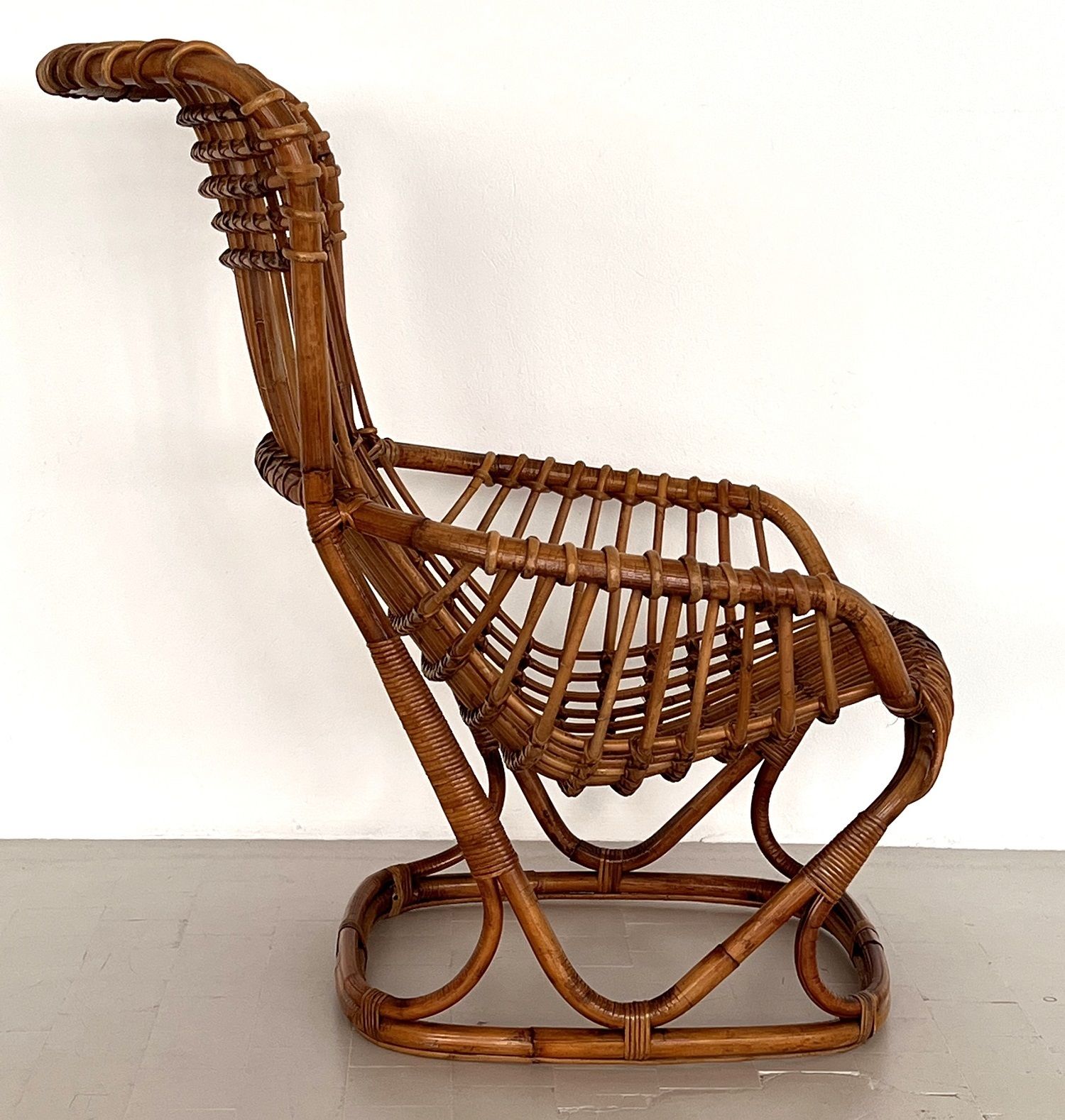 Tito Agnoli B4 Vintage Rattan Bamboo Armchair, 1970s photo buy