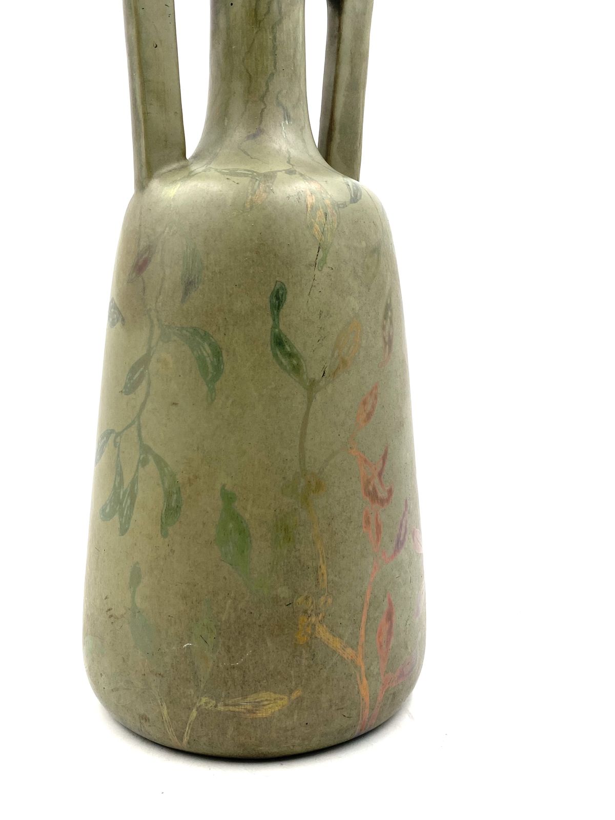 photo for sale Art Deco Green Iridescent Vase, Montieres France 1930s