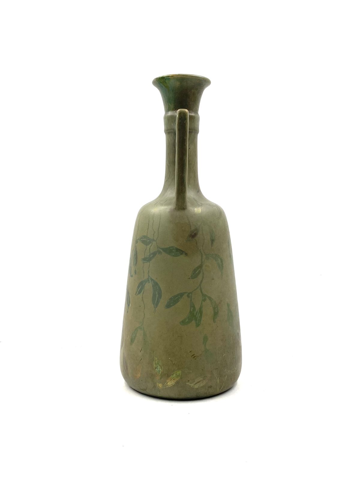 photo vintage Art Deco Green Iridescent Vase, Montieres France 1930s