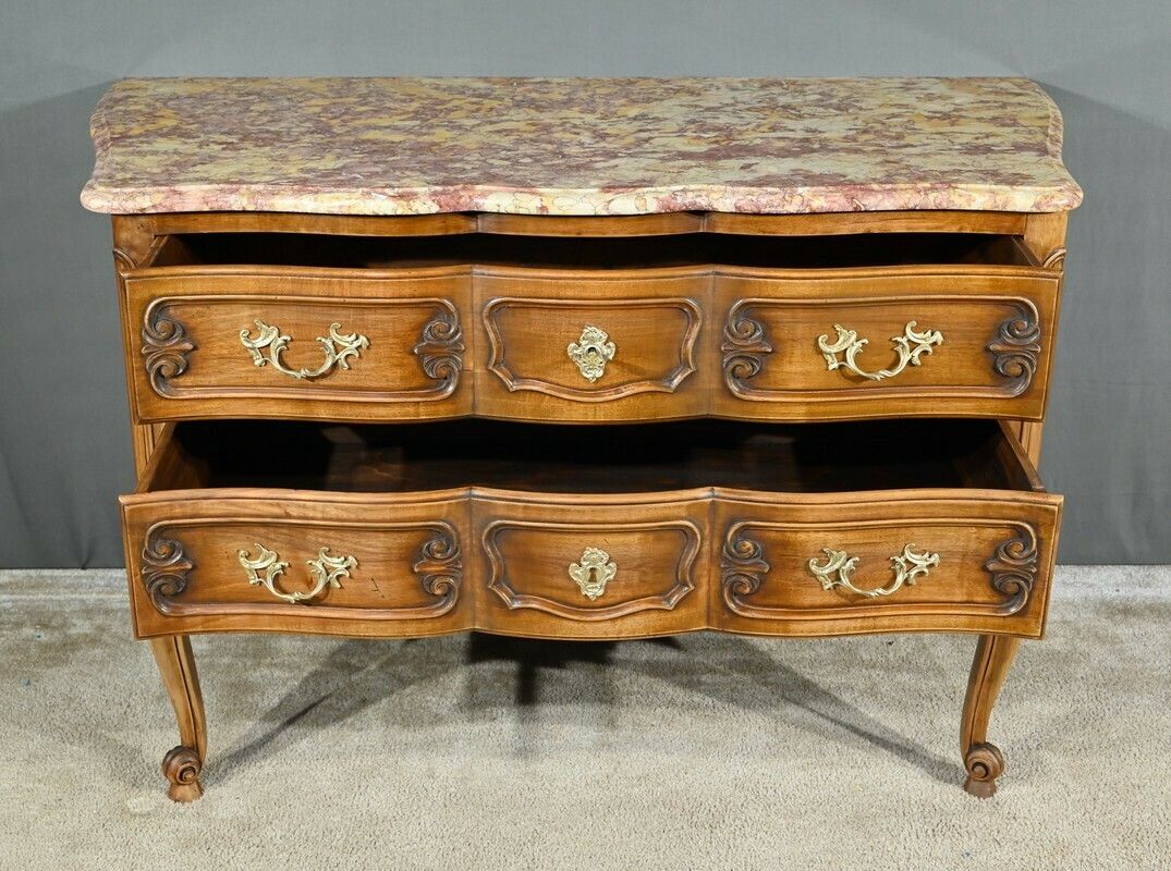 Walnut Sauté Crossbow Commode, Louis XV Style, Early 20th Century photo Furniture