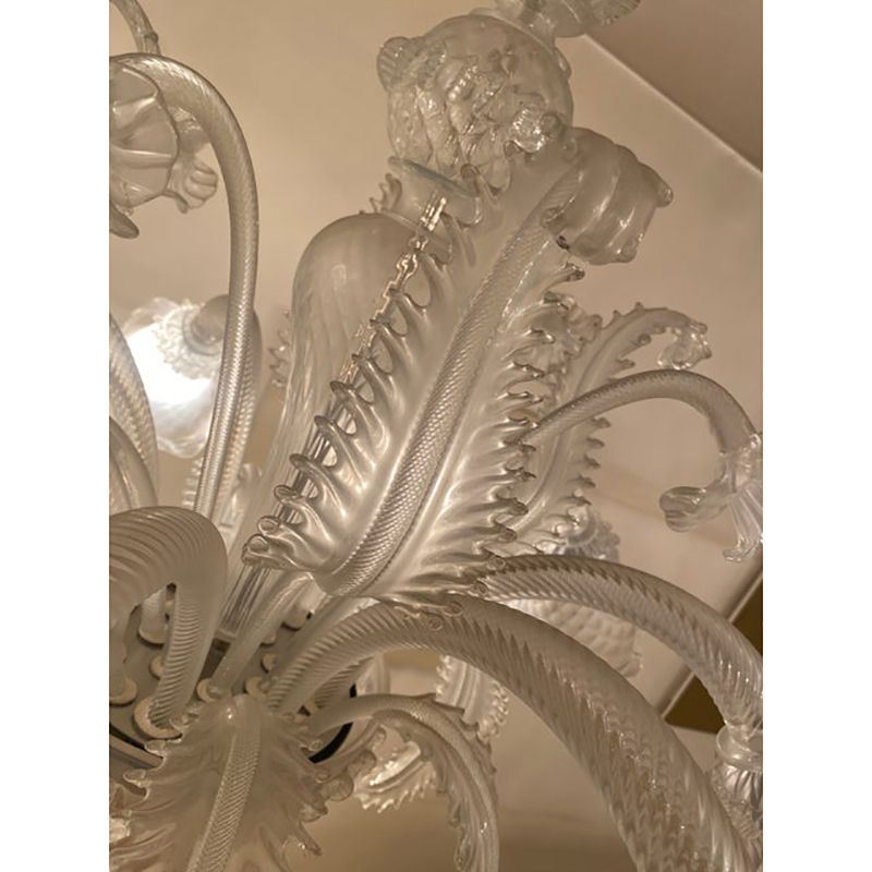 1970s Italian Style Murano Glass In Transparent And Sand Chandelier photo Lighting