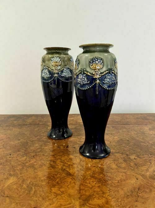 Quality Pair Of Victorian Royal Doulton Vases