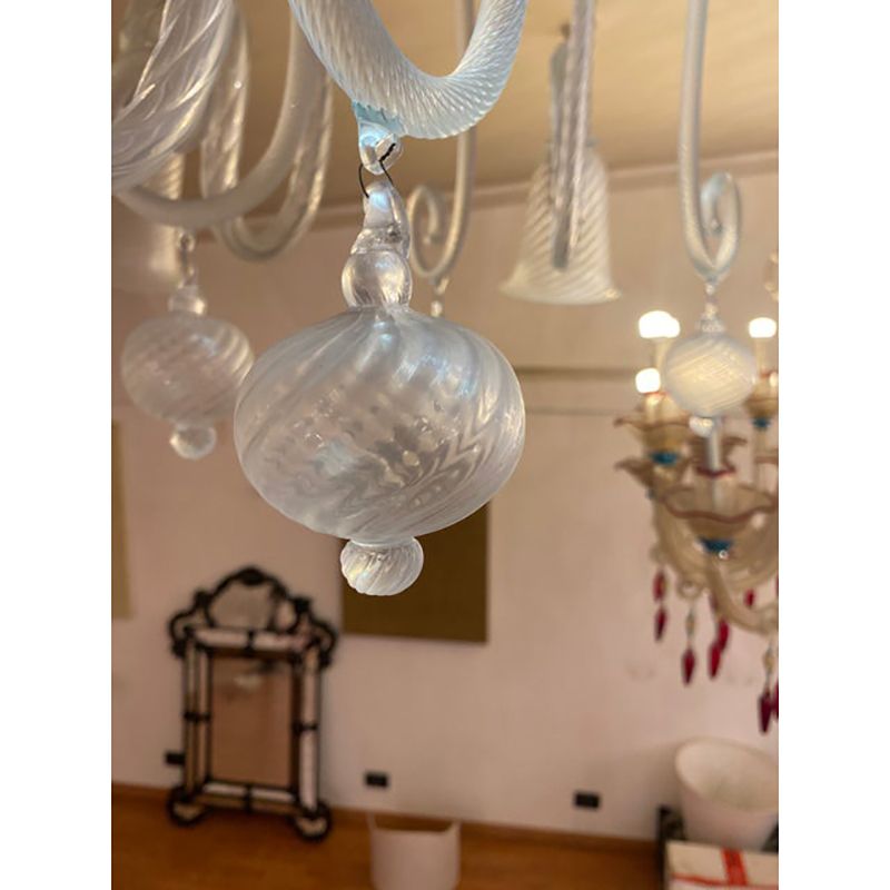 1970s Italian Style Murano Glass In Transparent Chandelier photo vintage