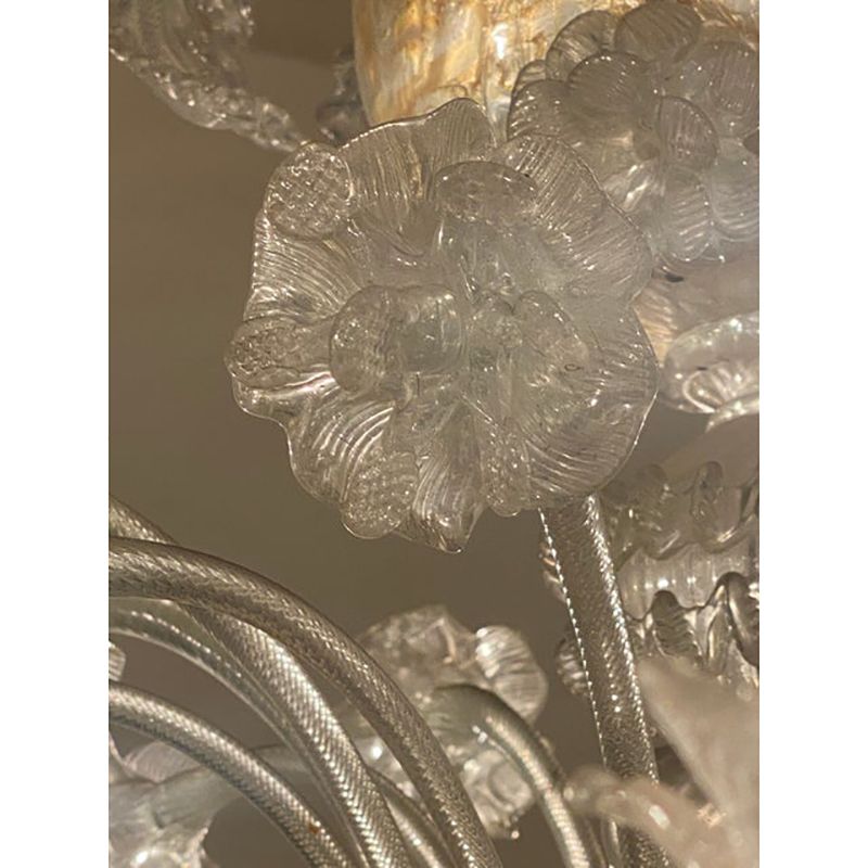 1970s Italian Style Murano Glass Transparent Chandelier photo furniture