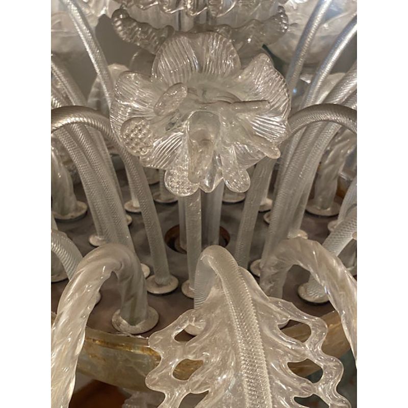 photo for sale 1970s Italian Style Murano Glass Transparent Chandelier