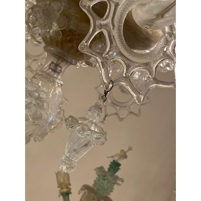 Lighting 1970s Italian Style Murano Glass Transparent Chandelier photo