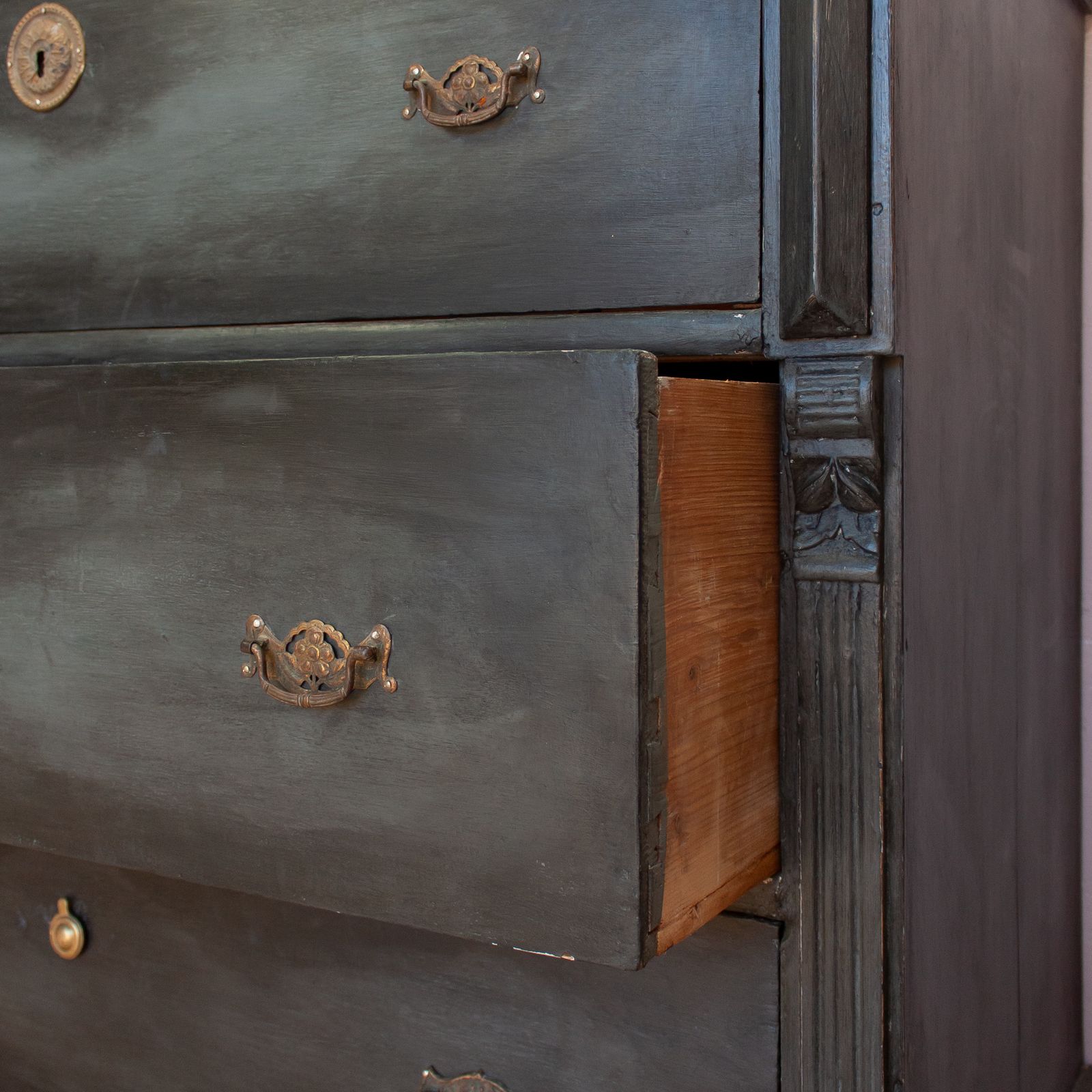 Vintage Black Wooden Chest Of Drawers photo buy