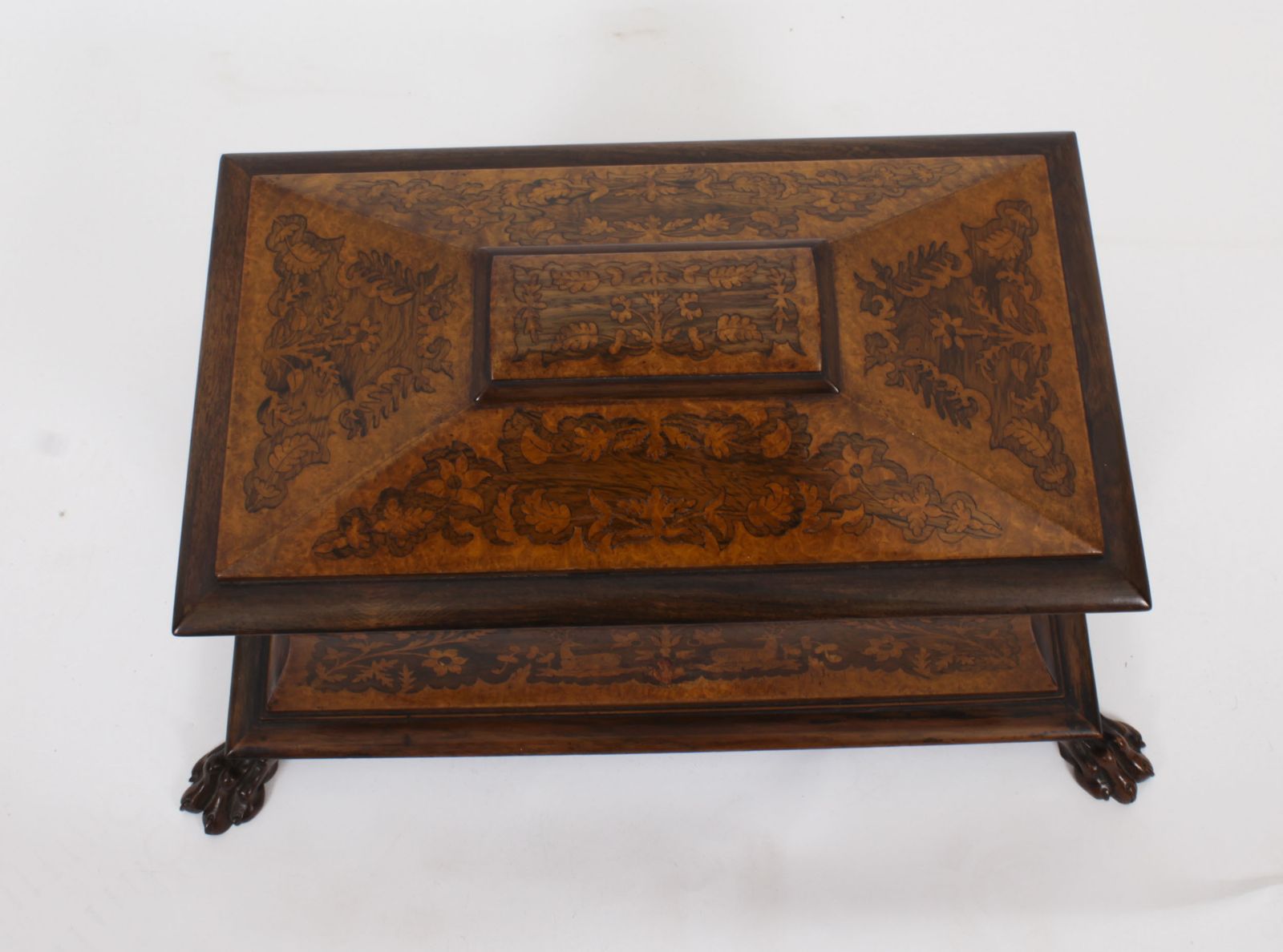 Antique George IV Gonçalo Alves & Amboyna Marquetry Tea Caddy C1825 19th C photo 1550.0