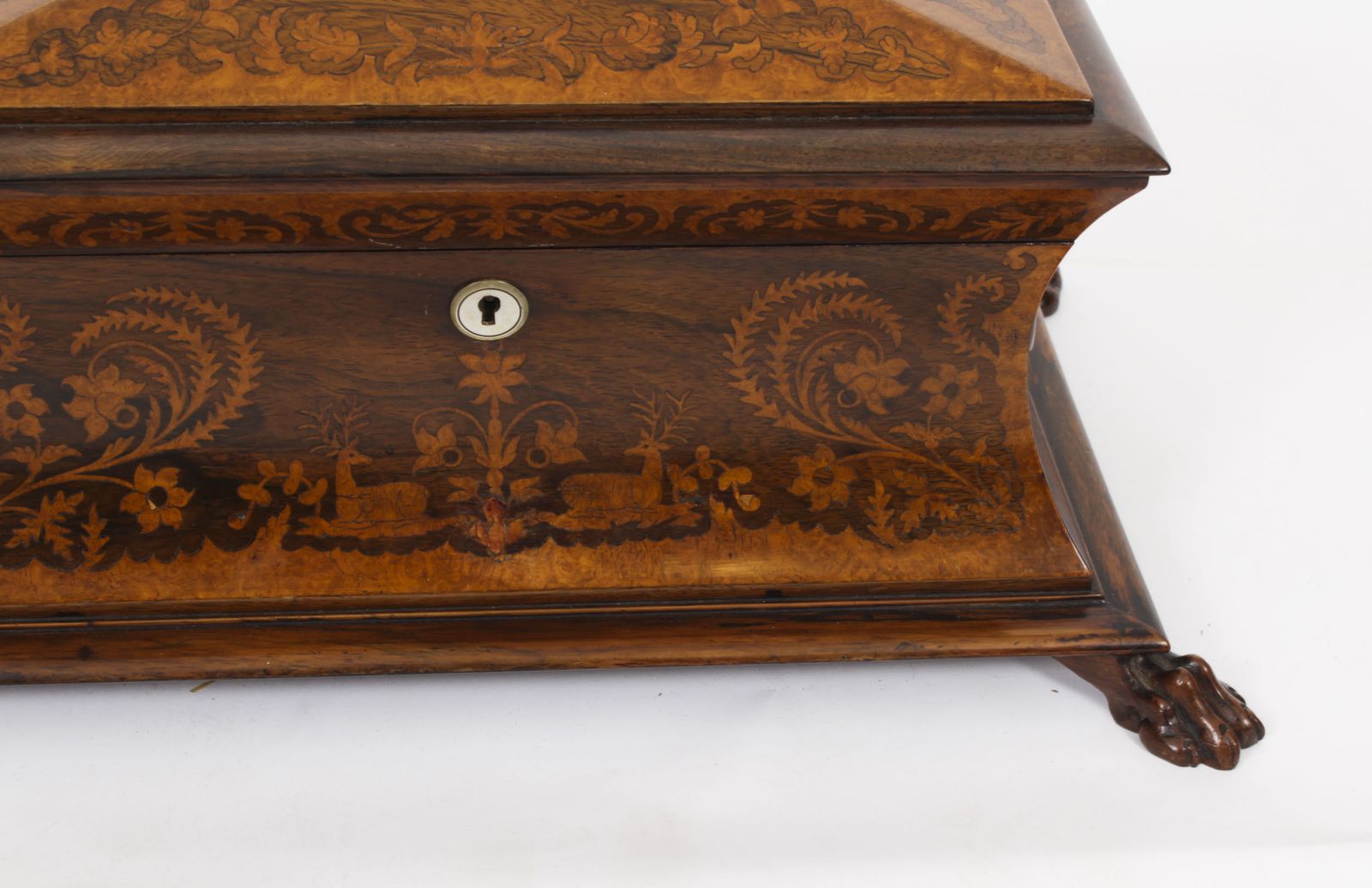 Antique George IV Gonçalo Alves & Amboyna Marquetry Tea Caddy C1825 19th C photo vintage