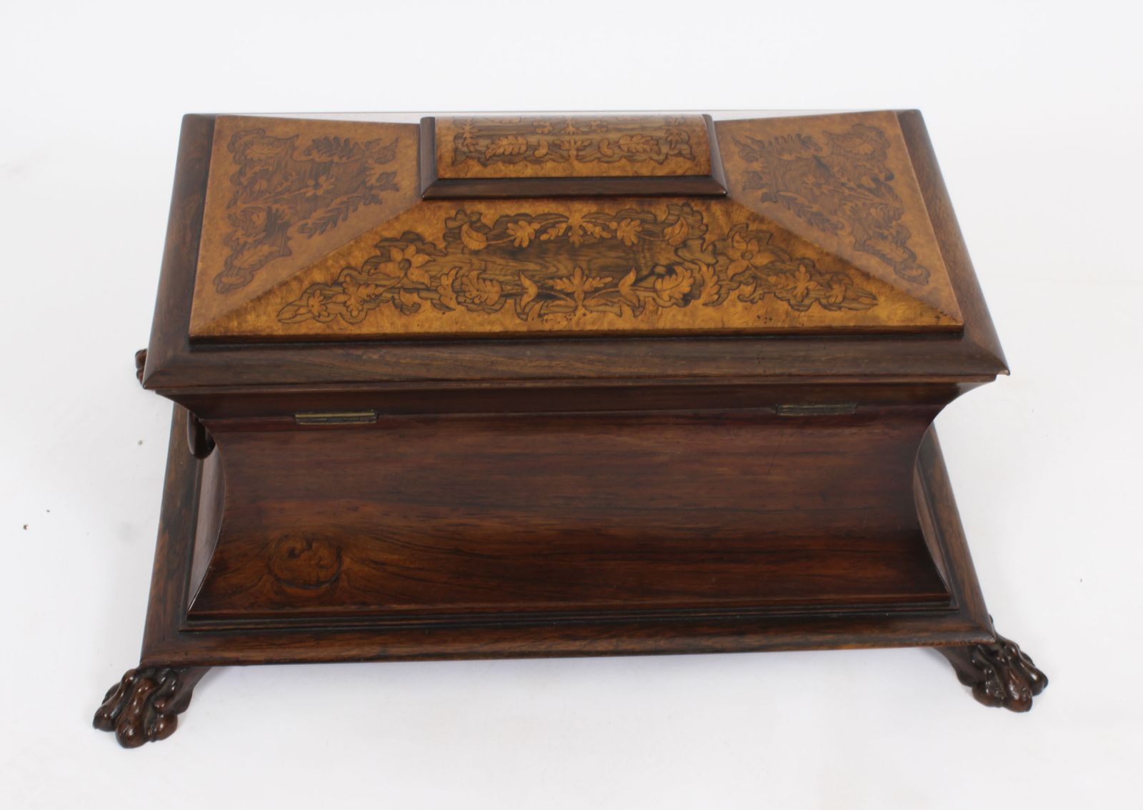 Home Decor Antique George IV Gonçalo Alves & Amboyna Marquetry Tea Caddy C1825 19th C photo