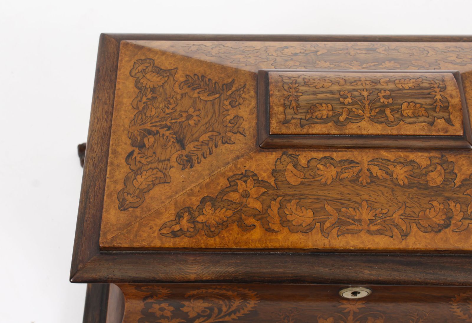 1550.0 Antique George IV Gonçalo Alves & Amboyna Marquetry Tea Caddy C1825 19th C photo