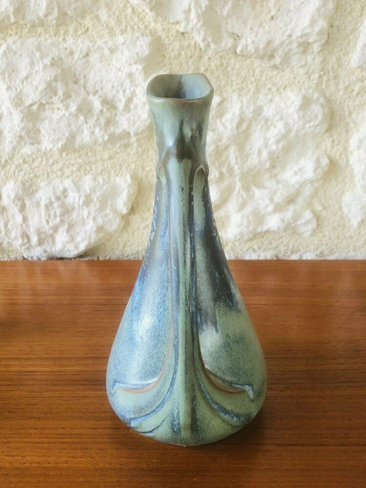 Art Nouveau Flamed Stoneware Liquor Service From Denbac, Set Of 7 photo vinterior