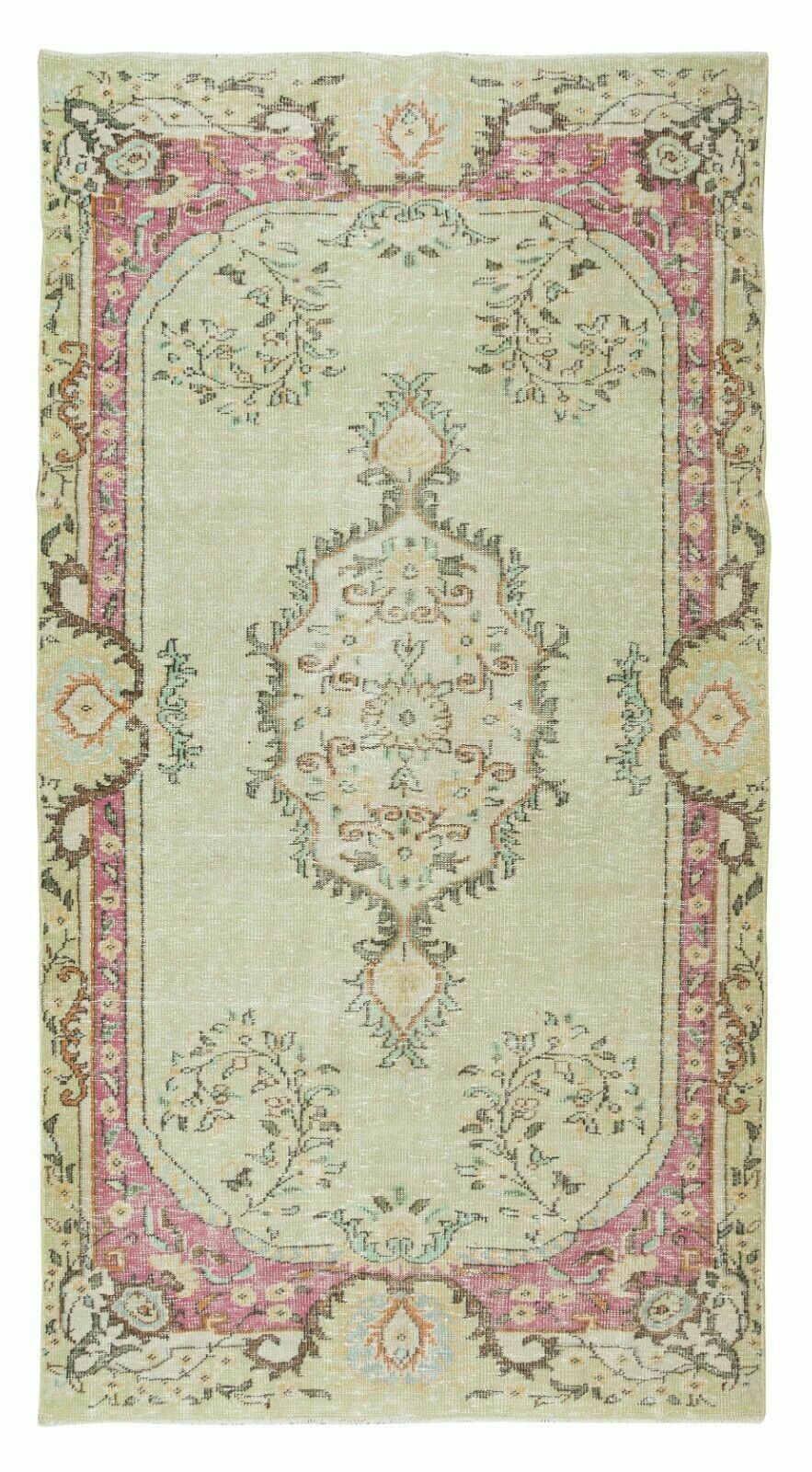 Vintage Handmade Medallion Design Turkish Rug For Living Room Decor