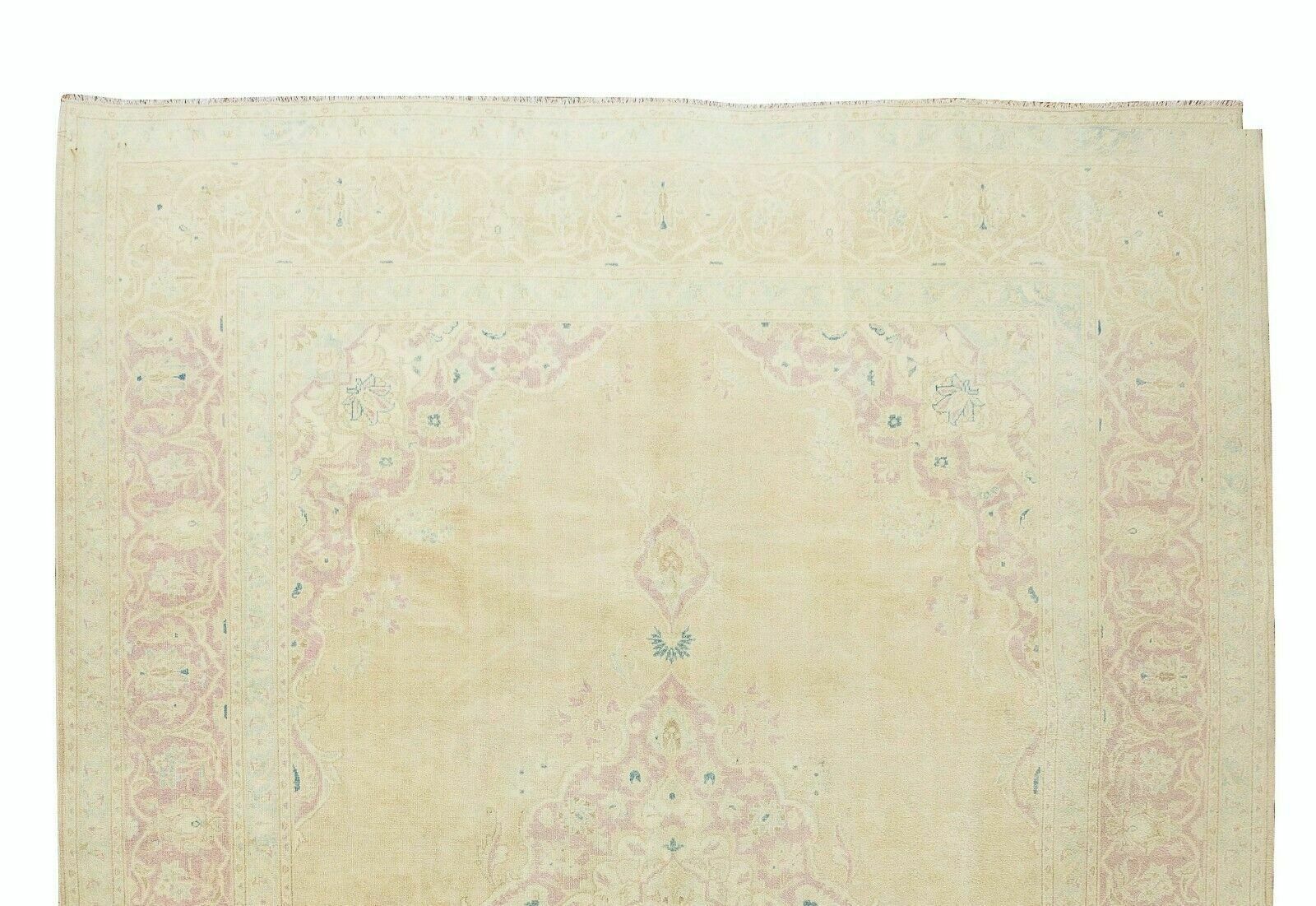 8x10.6 Ft Vintage Hand Knotted Turkish Oushak Rug, Antique Washed Wool Carpet photo Textiles