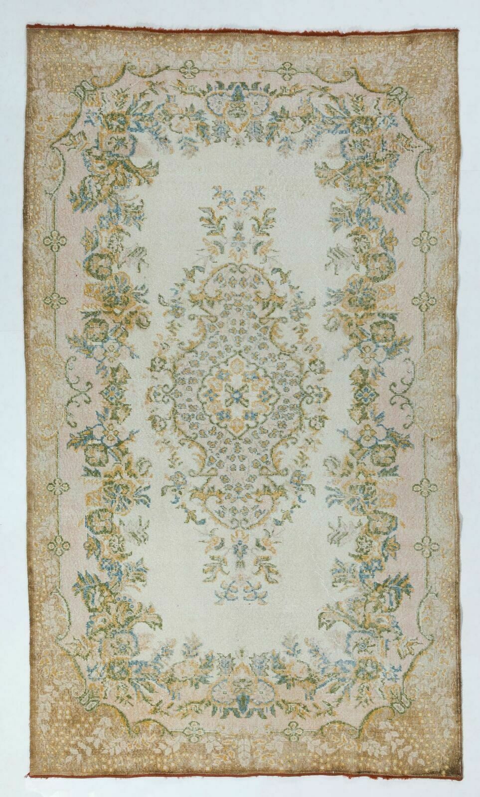 5.7x9.8 Ft Vintage Turkish Oushak Rug. Great For Modern Home & Office