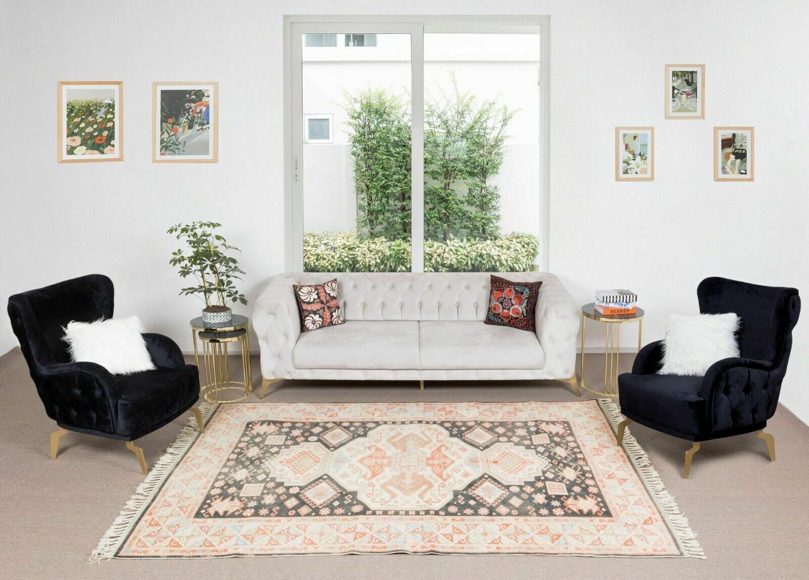 6.5x9 Ft Vintage Handmade Anatolian Oushak Area Rug For Home & Office Decor photo furniture
