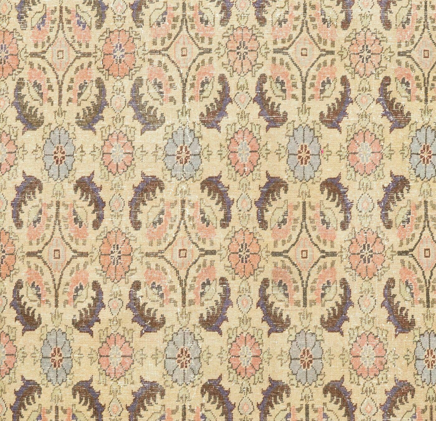 Floral Midcentury Turkish Deco Rug In Soft Colors photo Textiles