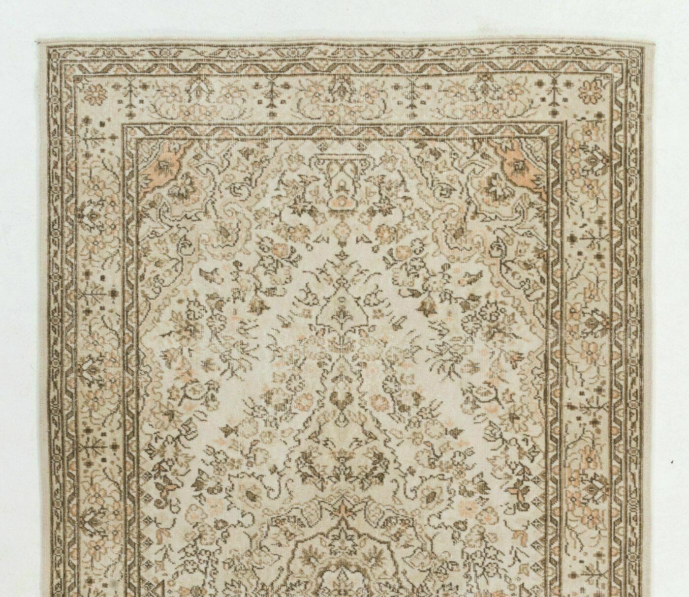 5.7x10 Ft Vintage Hand Knotted Floral Turkish Oushak Area Rug In Soft Colors photo furniture