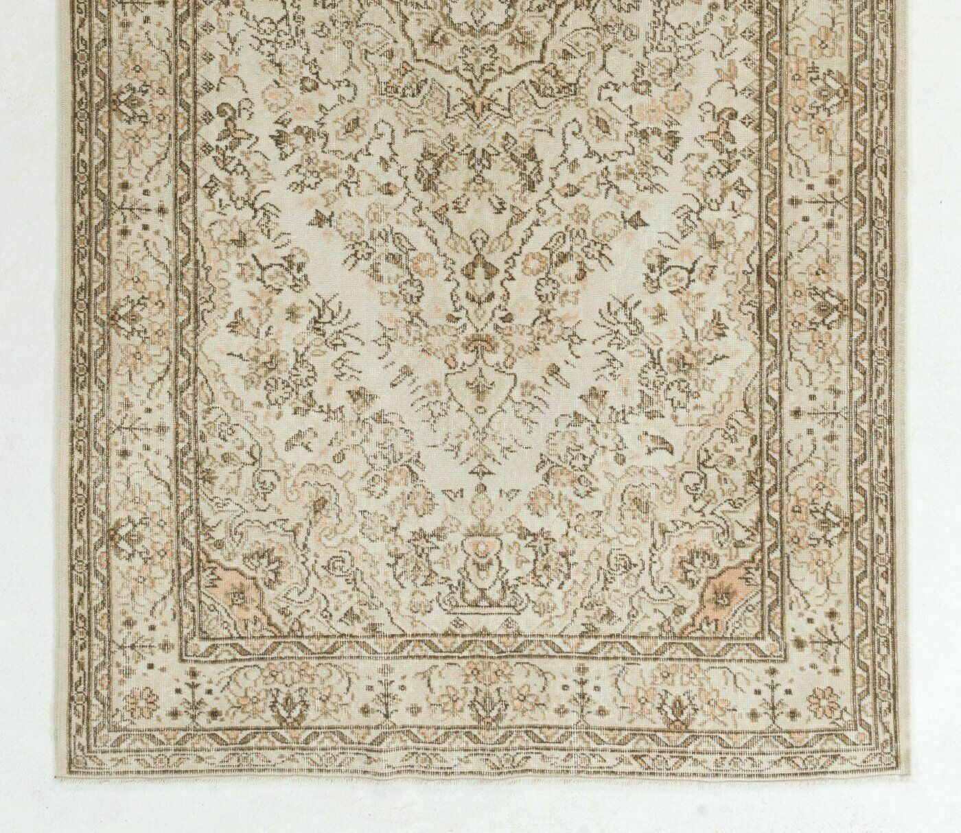 5.7x10 Ft Vintage Hand Knotted Floral Turkish Oushak Area Rug In Soft Colors photo for sale