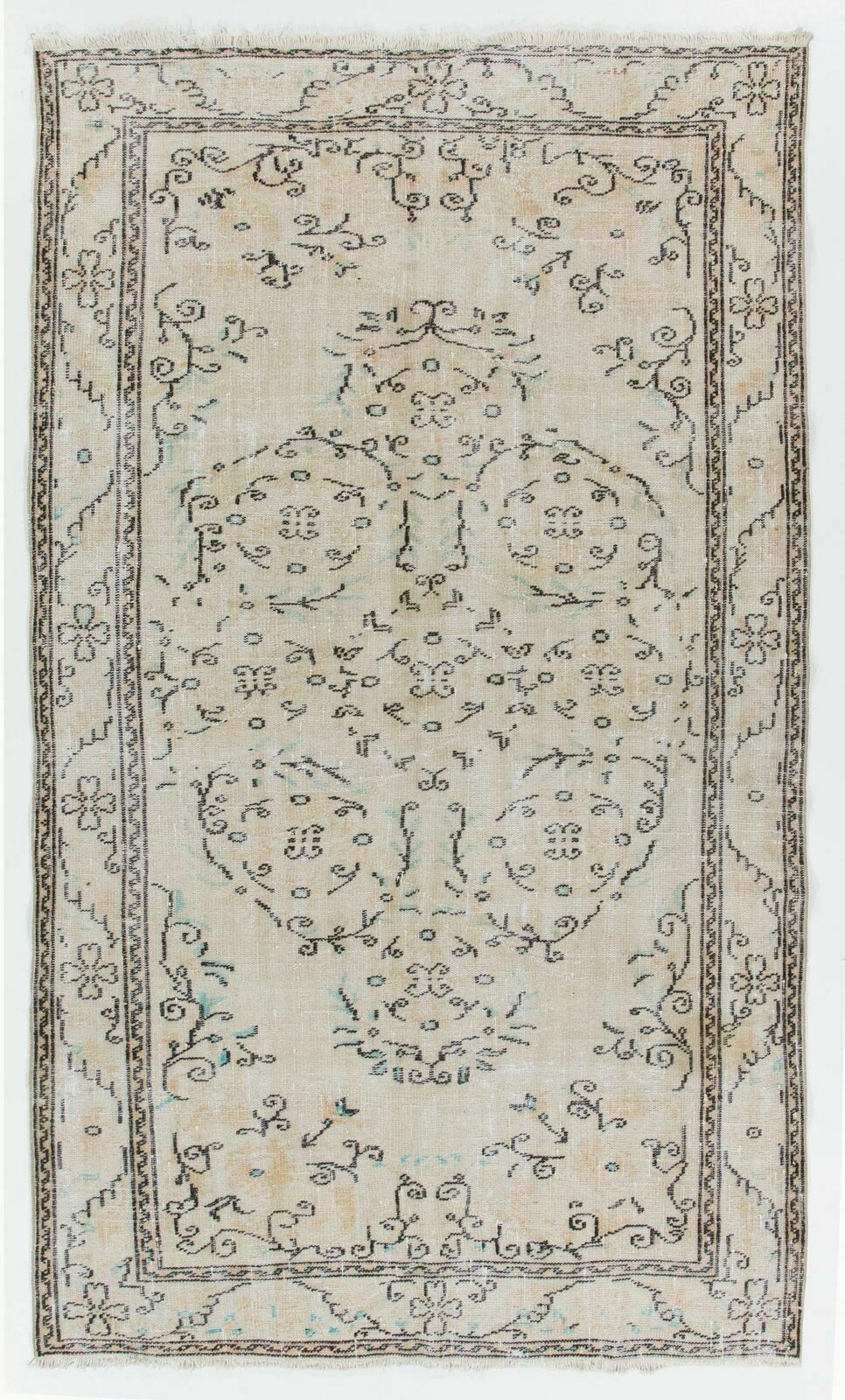 5.5x9.2 Ft Vintage Oushak Rug. Ideal For Office And Home Decor