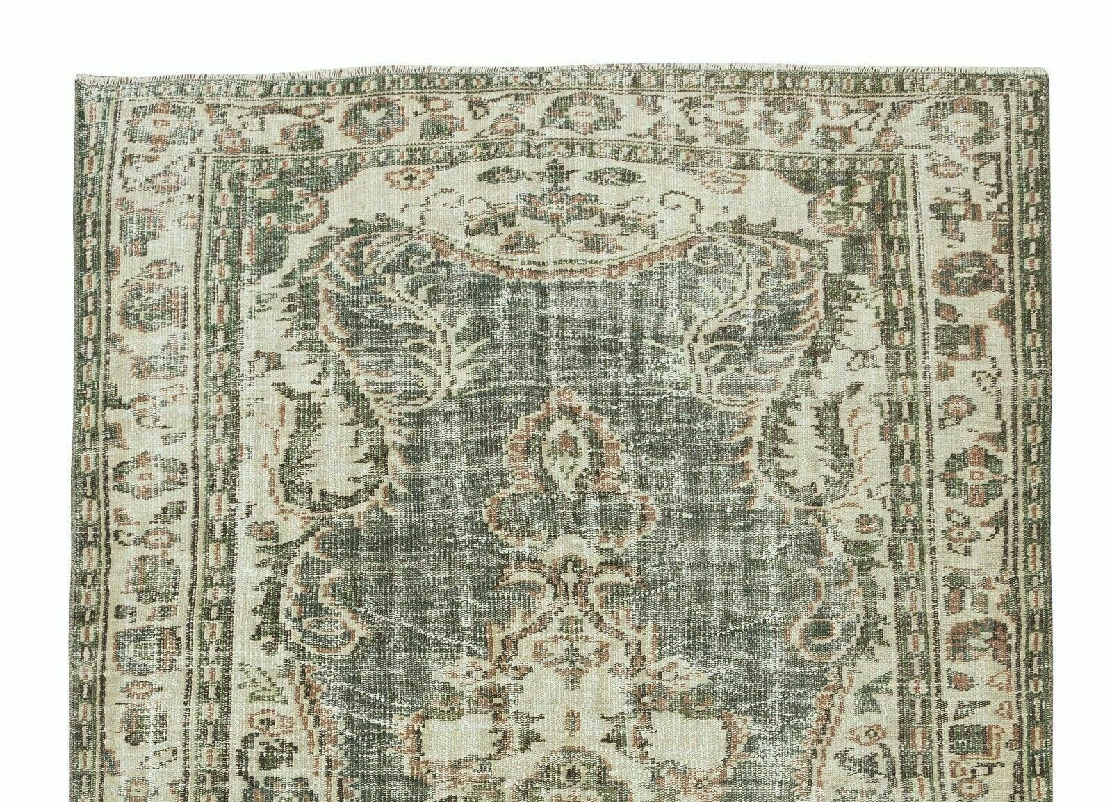 5.3x8.2 Ft Hand Knotted Turkish Oushak Rug, Vintage Wool Carpet photo Textiles