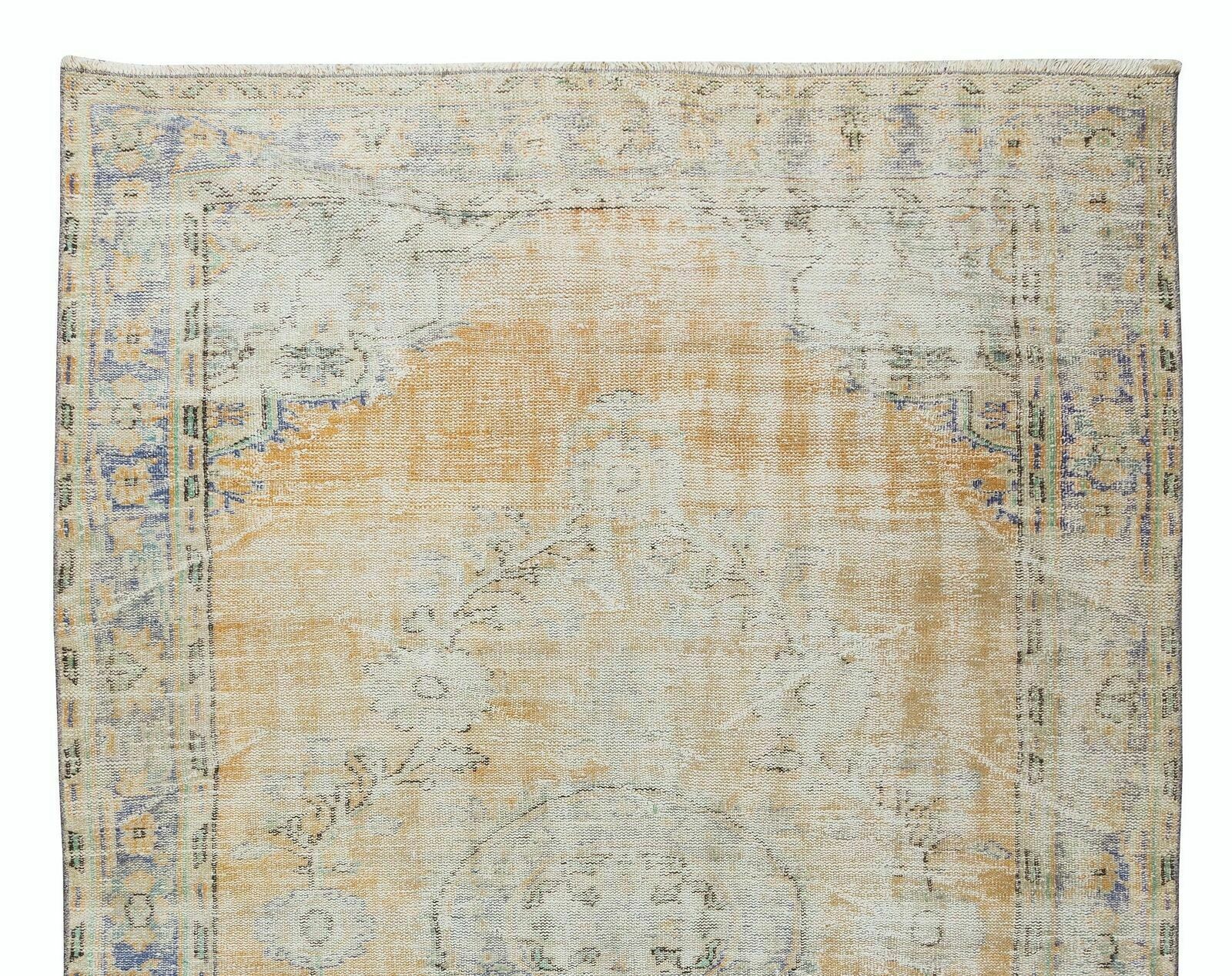 6.2x10 Ft Distressed 1960s Handmade Oushak Area Rug, Antique Washed Wool Carpet photo Textiles