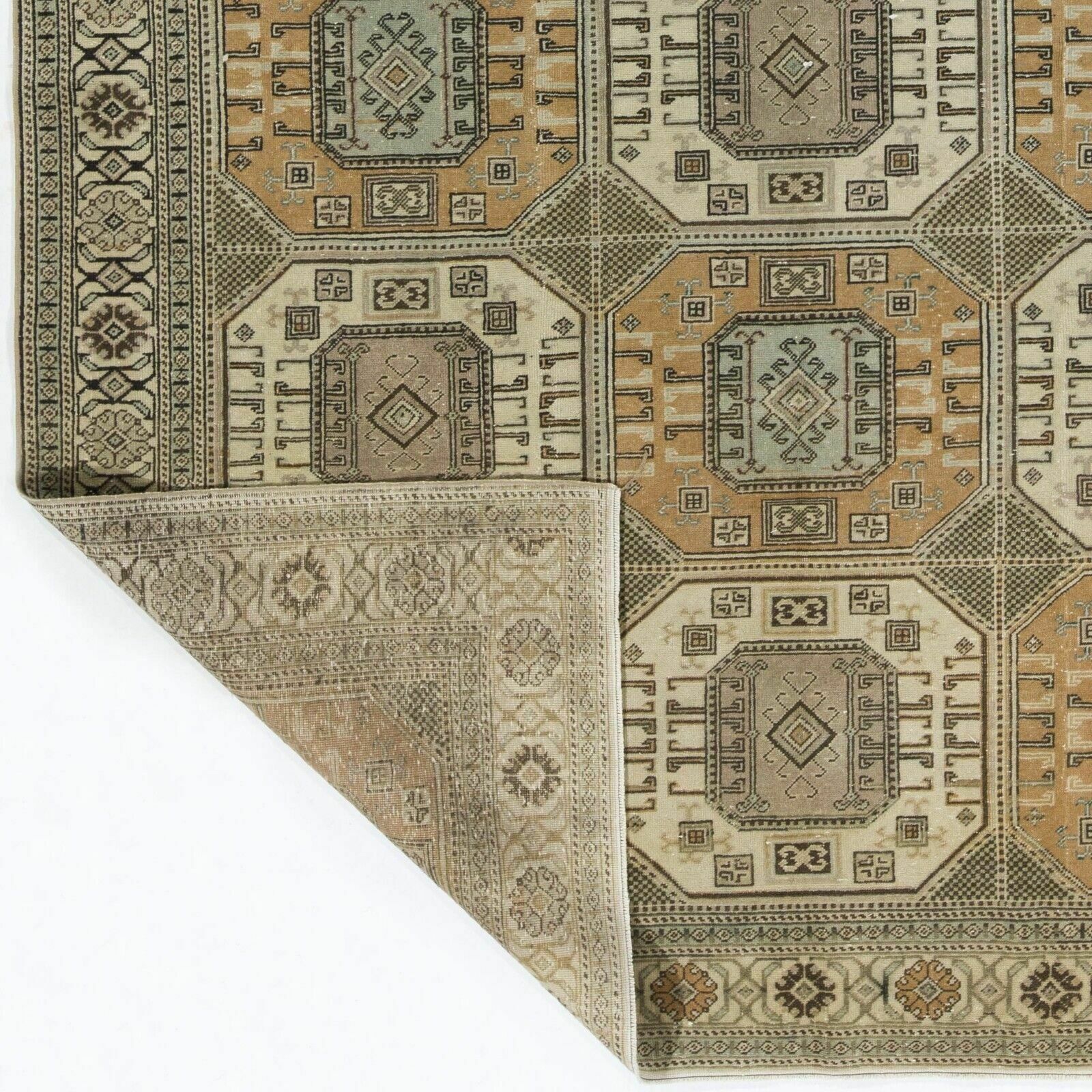6.3x9.5 Ft Mid Century Turkish Kysari Area Rug, Handmade Wool Carpet photo Textiles