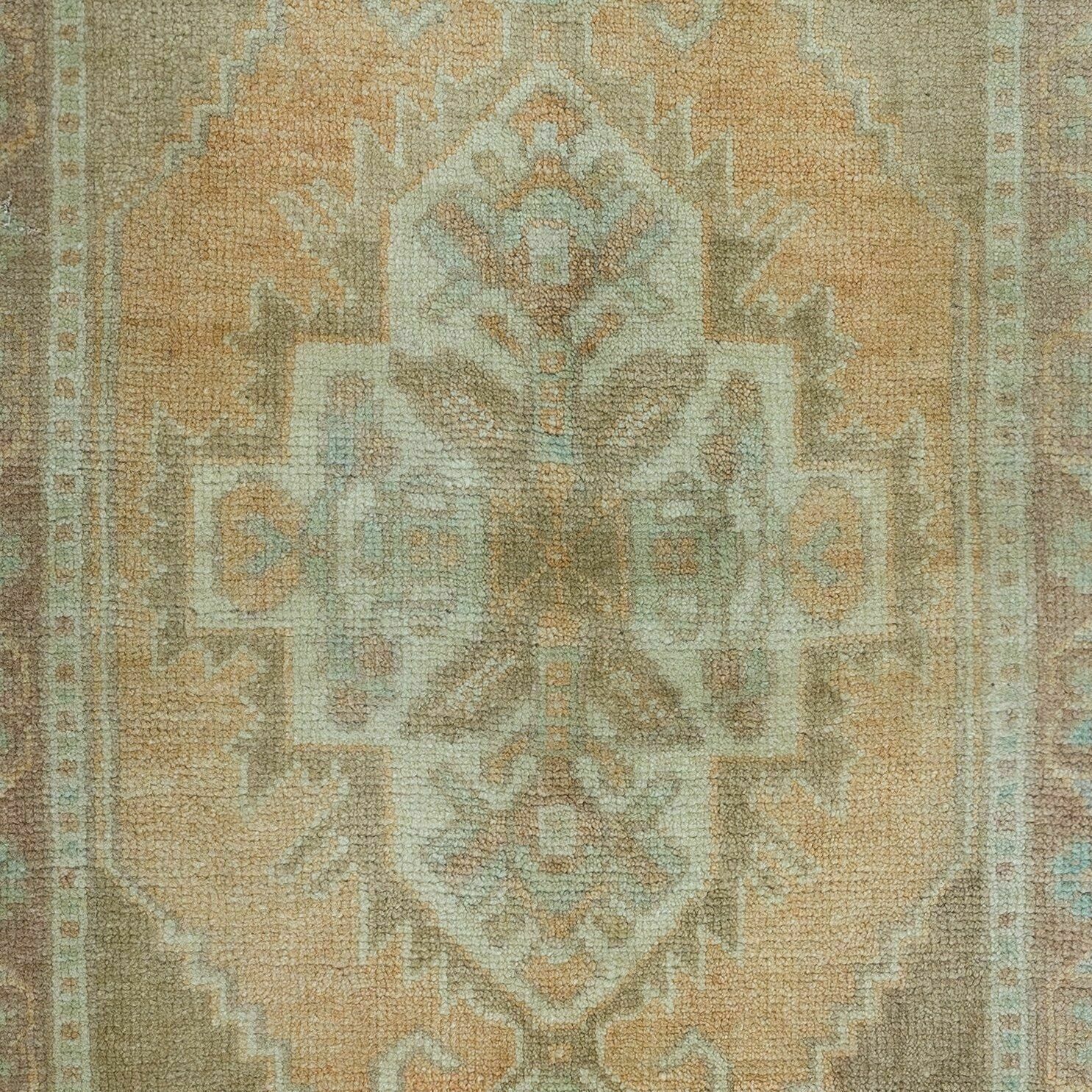 1.7x3.3 Ft Faded Oushak Small Rug, Handmade Door Mat, Beige Turkish Bath Mat photo 174.0