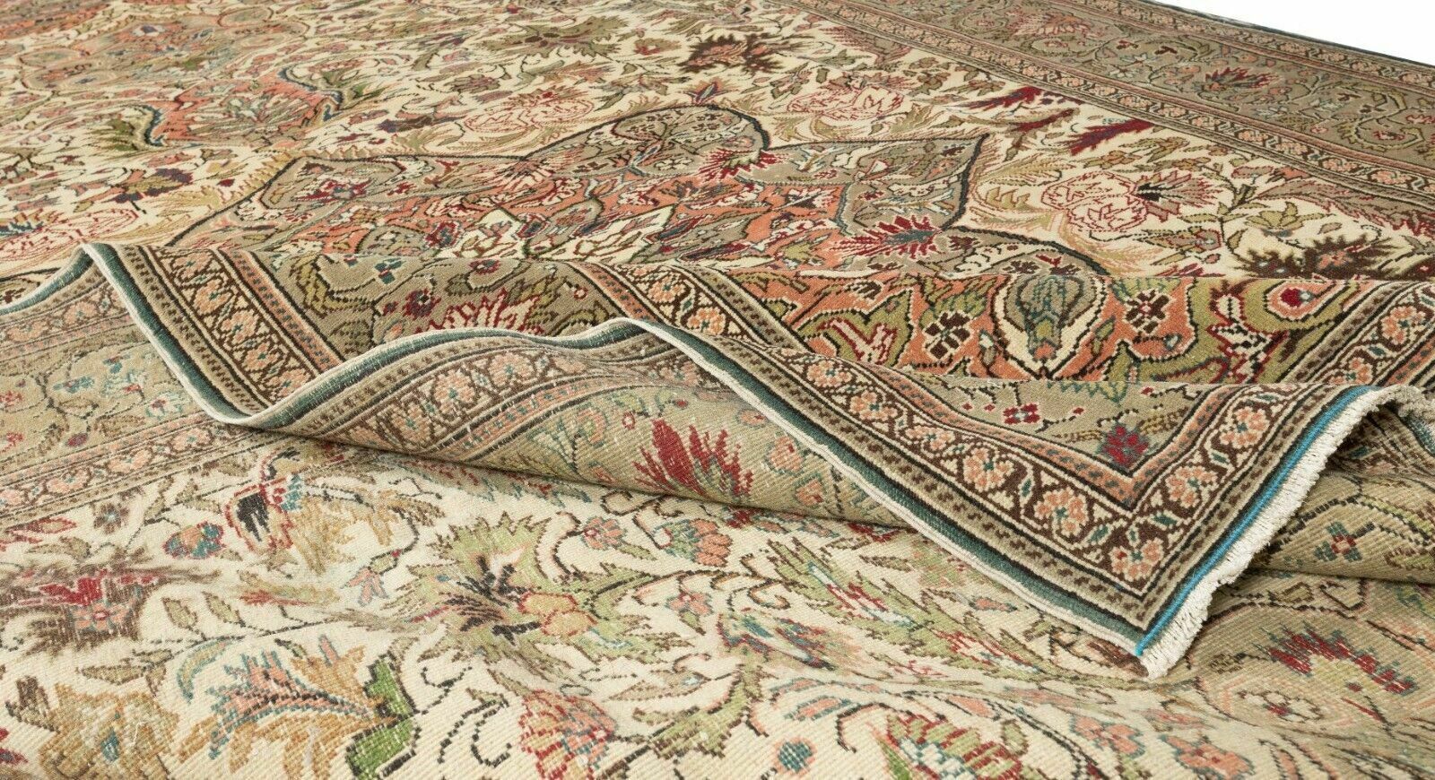 6.6x9.8 Ft Handknotted Vintage Turkish Area Rug With Medallion Design, Wool Pile photo for sale