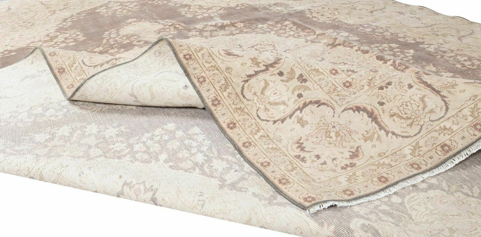 One Of A Kind Handmade Turkish Oushak Area Rug, Vintage Sun Faded Carpet photo for sale
