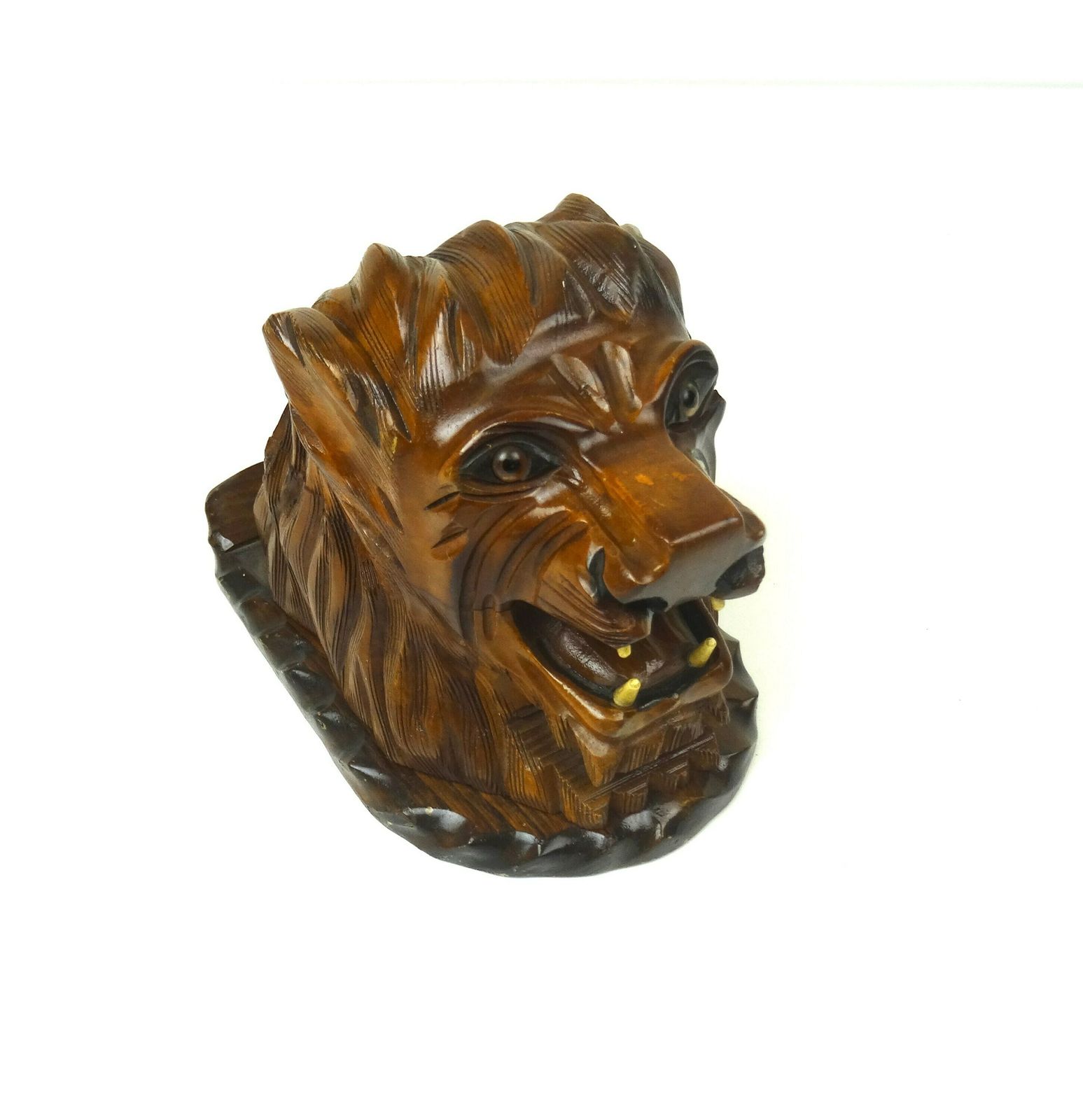 Stunning Antique Art Nouveau Wooden Lion Head Cigarette Dispenser France 1900 photo furniture