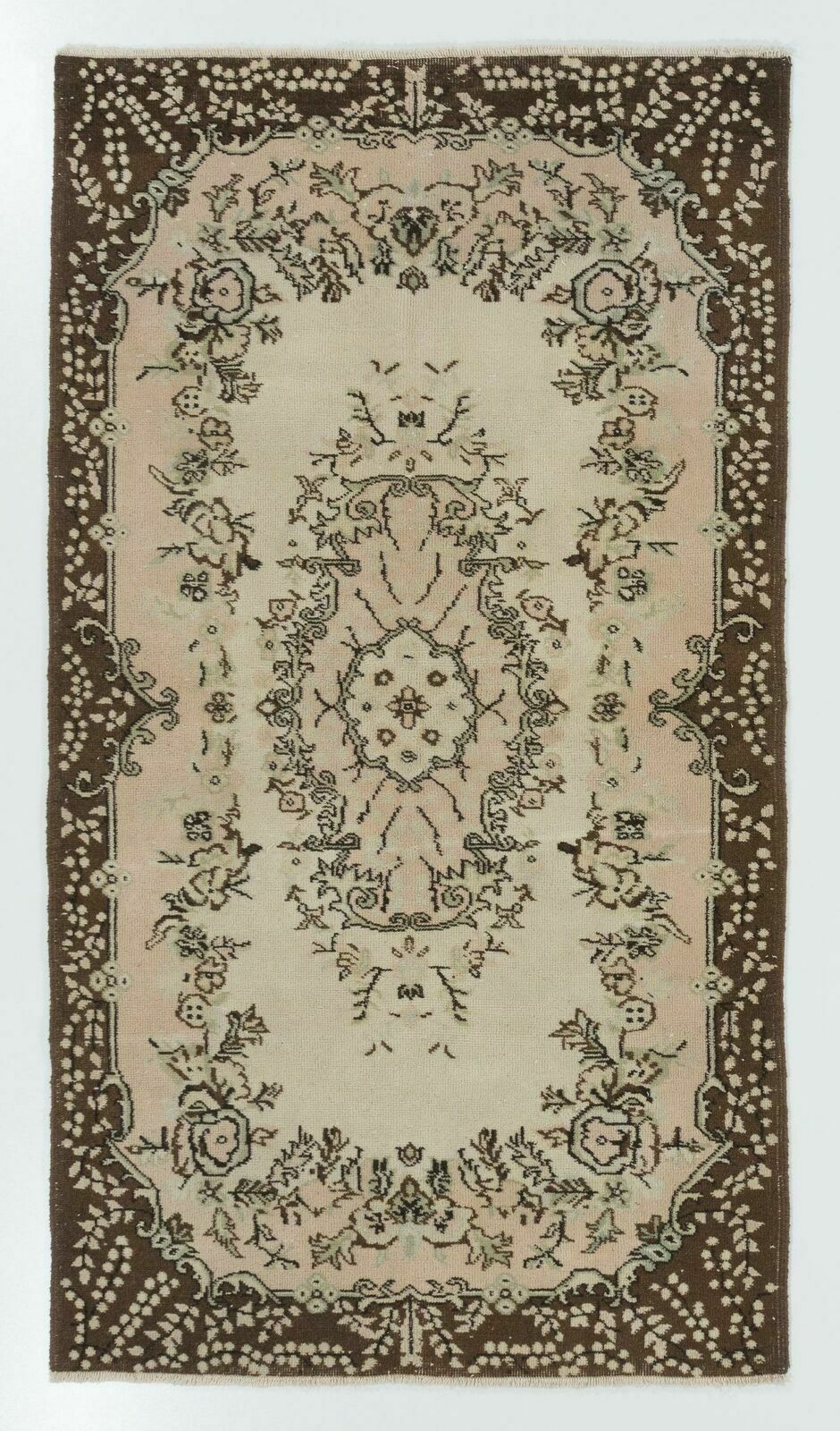 4x7 Ft Handmade Vintage Floral Garden Design Anatolian Rug, Ca 1960